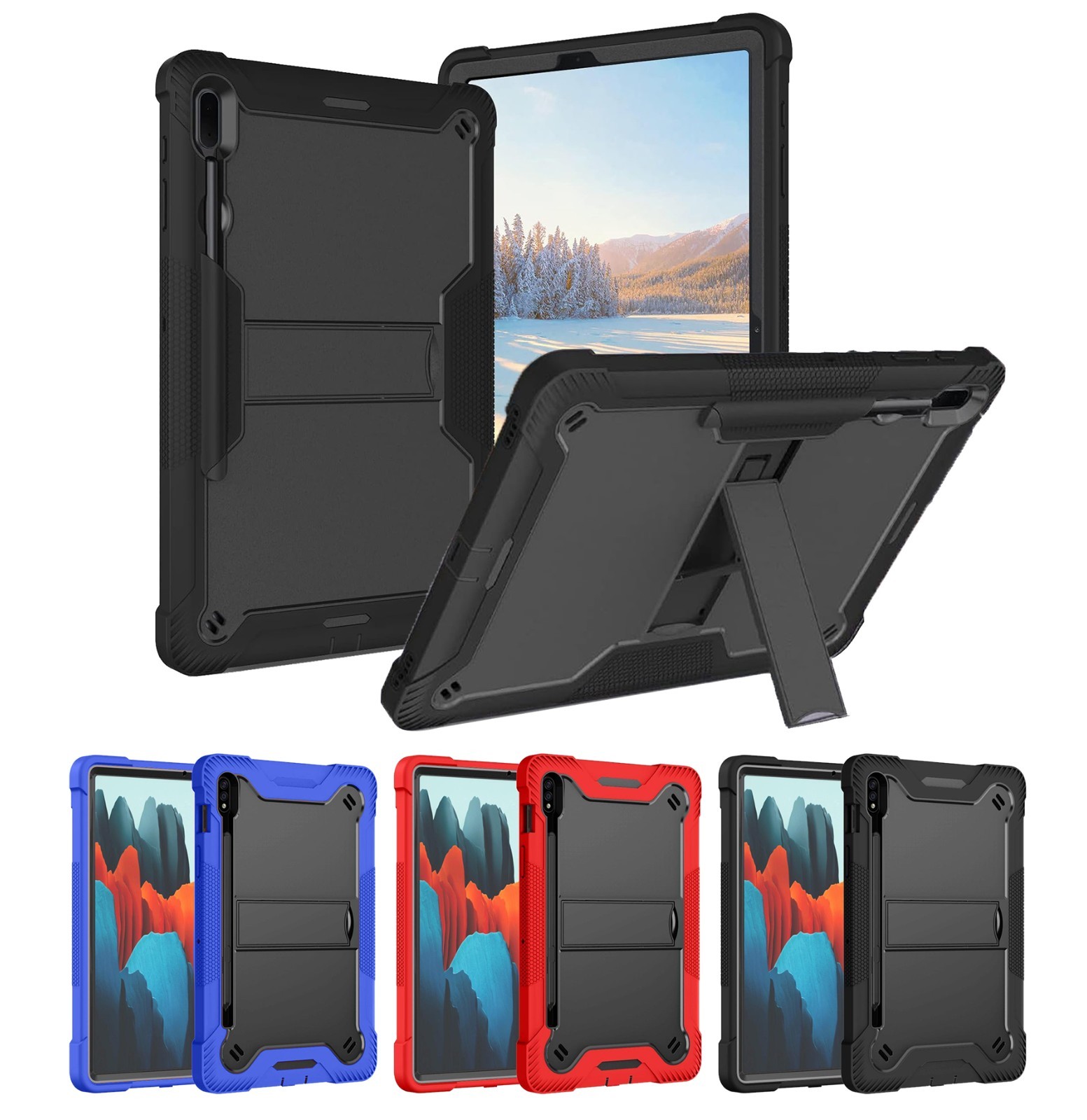 For Samsung Galaxy Tab S8+ S7+ Plus S7FE 12.4" Case Heavy Duty Armor Stand Cover
