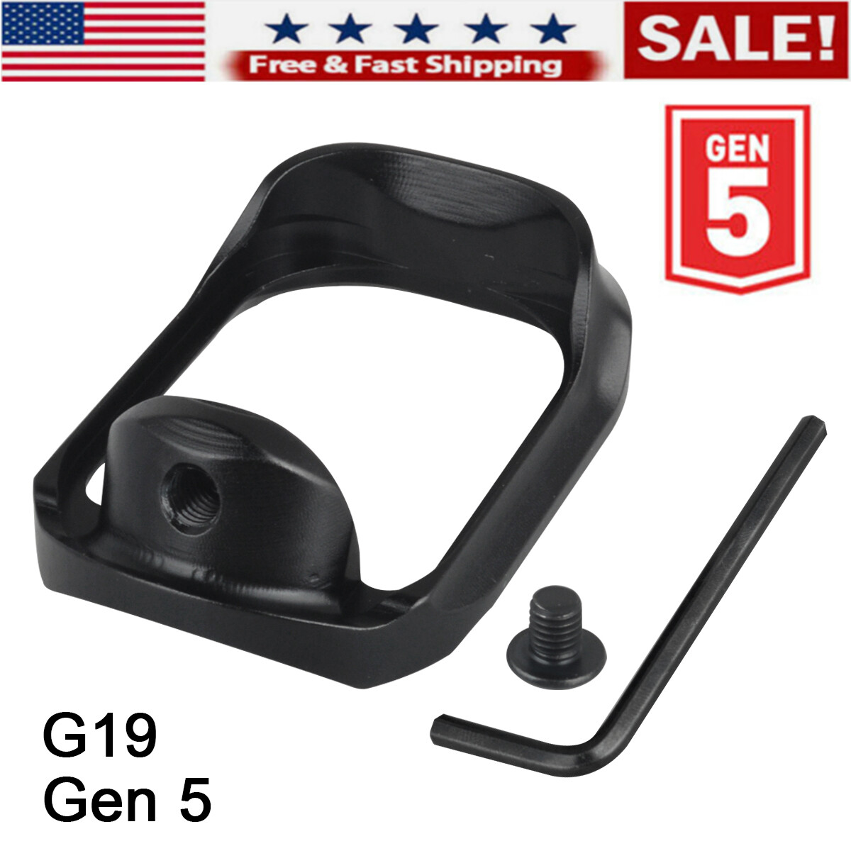 Anodized Aluminum Magwell Flared For 19 Gen 5 BLACK US STOCK