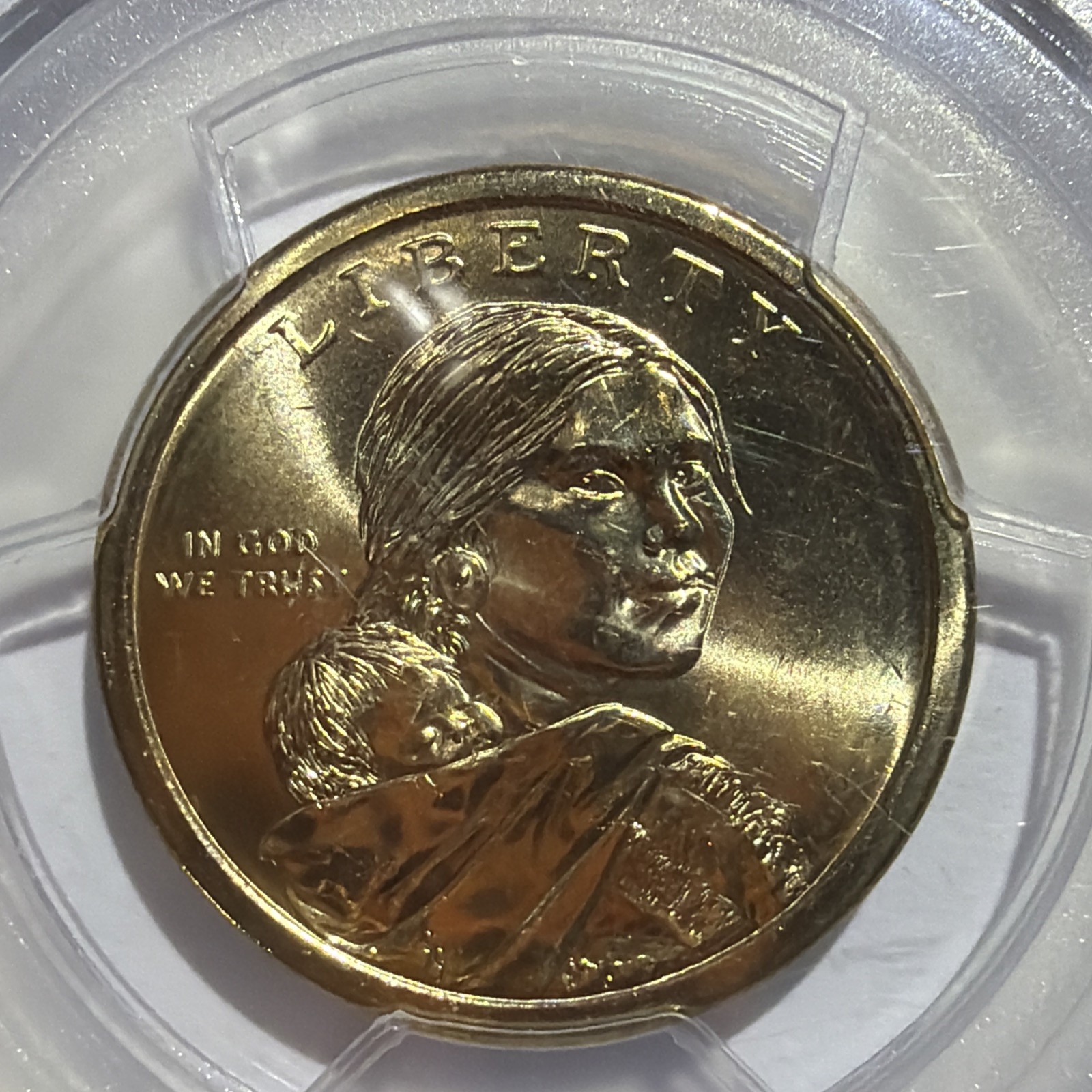 2009-P NATIVE AMERICAN SACAGAWEA DOLLAR MISSING EDGE LETTERING ERROR! PCGS MS-68