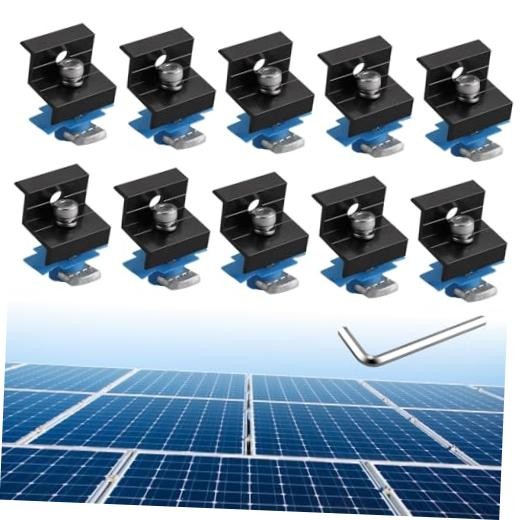 10pcs Solar Panel End Clamp for Standard 1.18"(30mm) & 1.38"(35mm) Black
