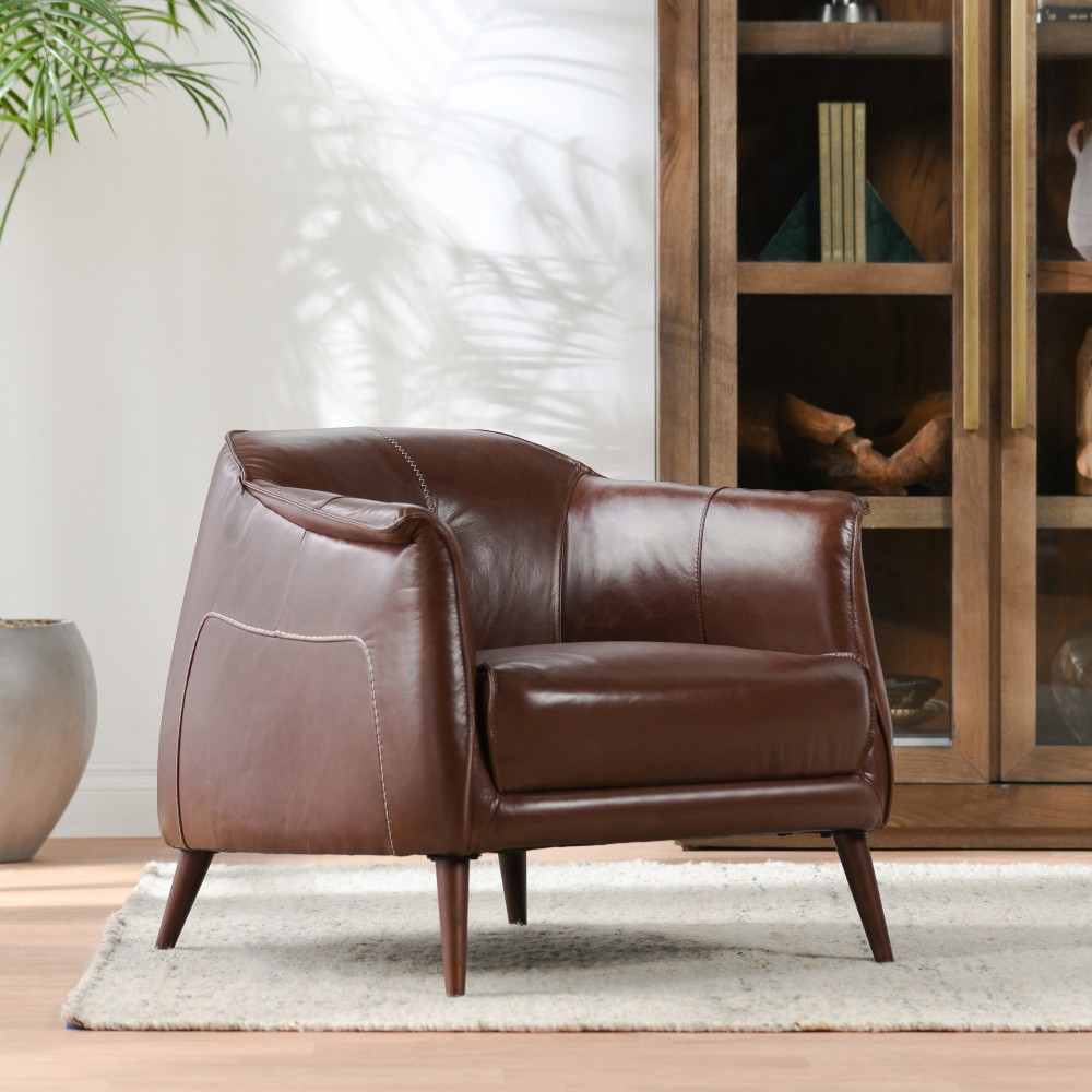Hand Finished Martel Accent Chair Spiced Brown for Living Room, Office, Bedroom