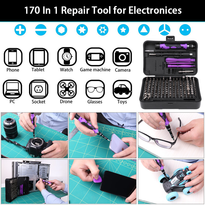 170 in 1 Precision Screwdriver Set PC Cell Phone Electronics Repair Tool Kit