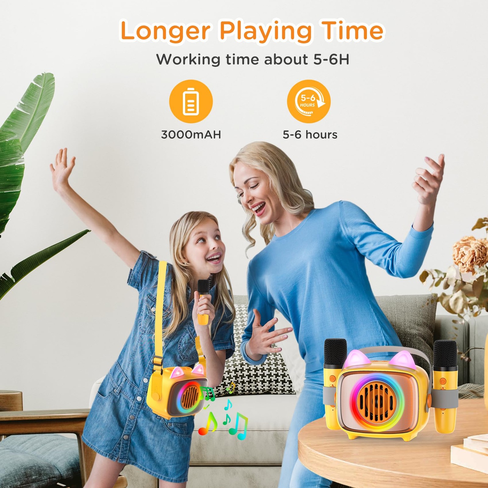 Karaoke Machine for Kids, Portable Bluetooth Speaker with 2 Wireless Micropho...