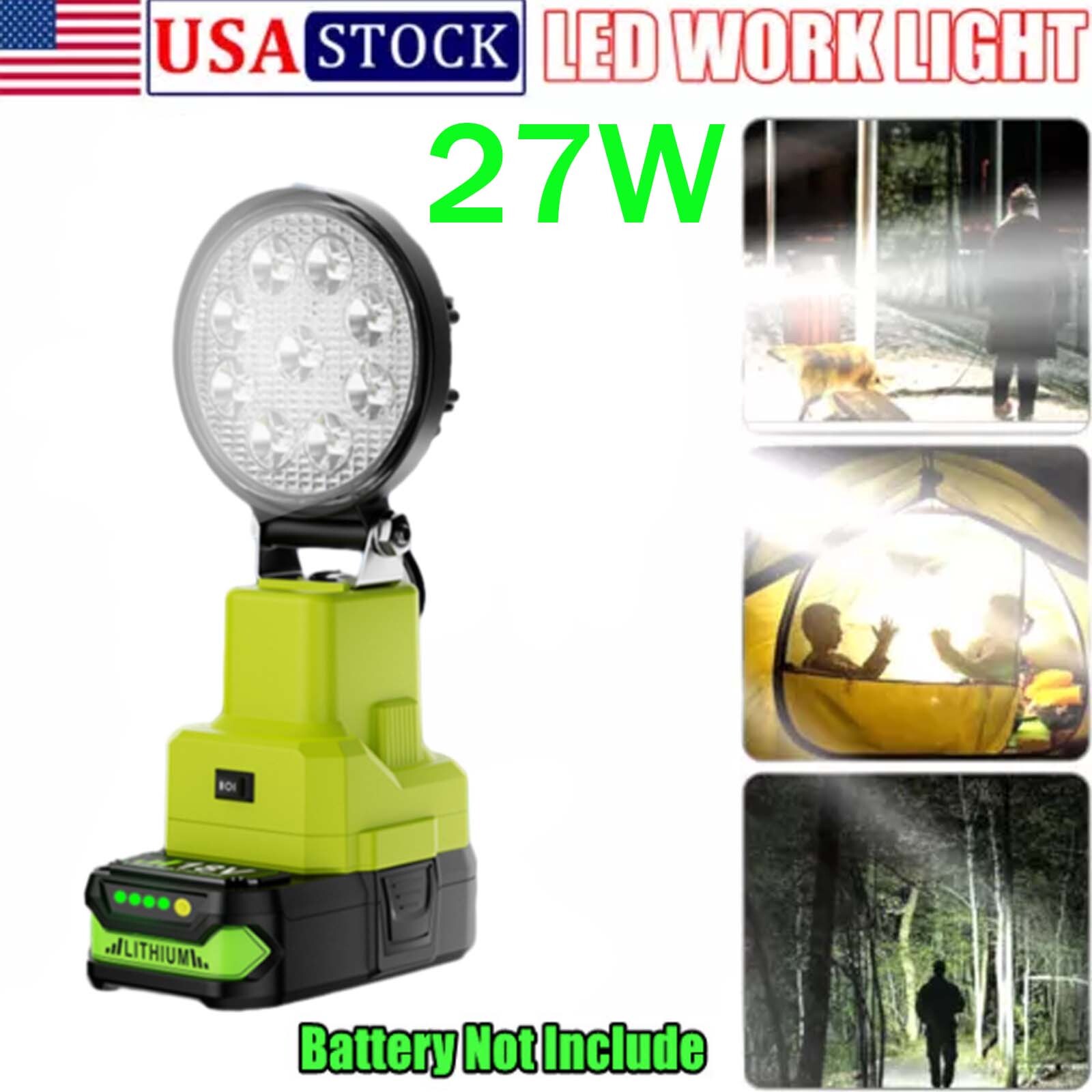 27W Cordless Led Work Light For RYOBI 18V Battery Portable Light Flashlight AA