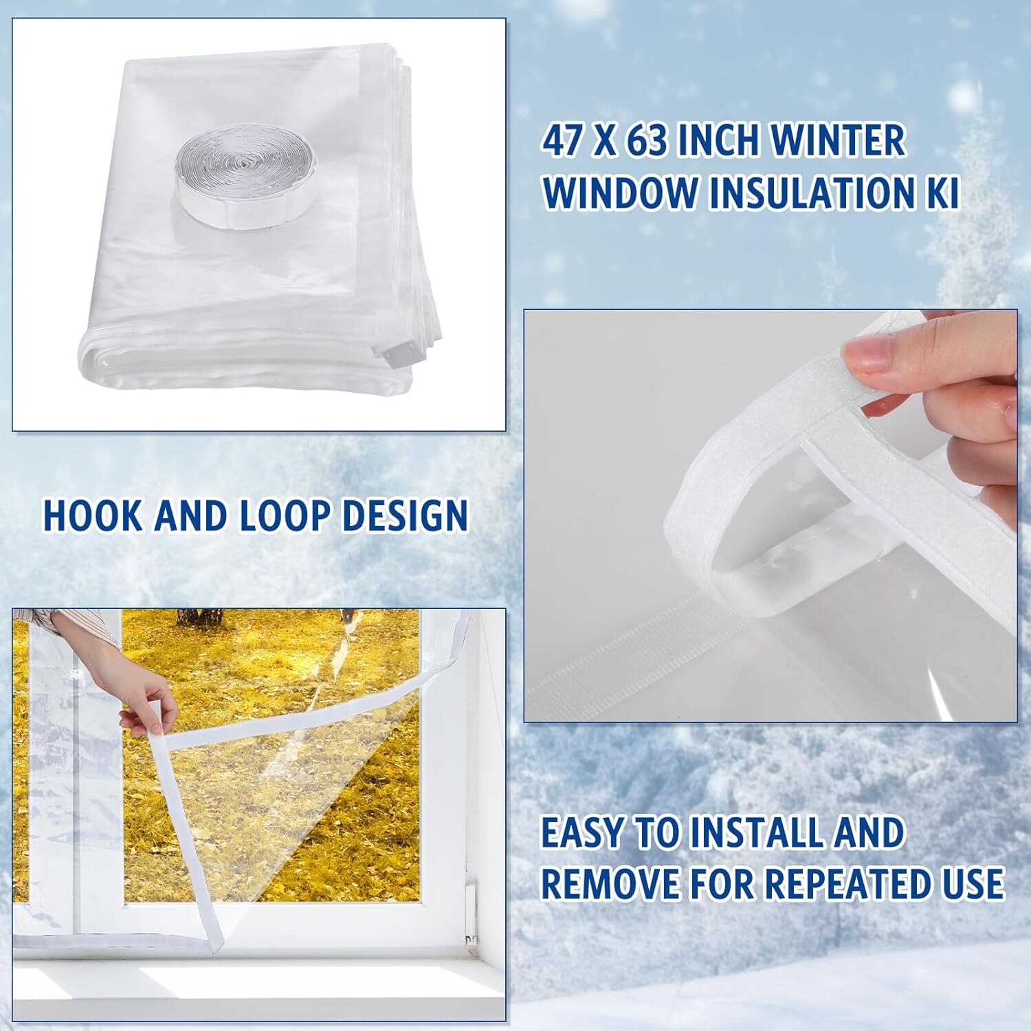 * PANGDA * WINTER WINDOW INSULATION KIT ' 47" X 63" - 6 SHEETS 'WITH HOOK & LOOP