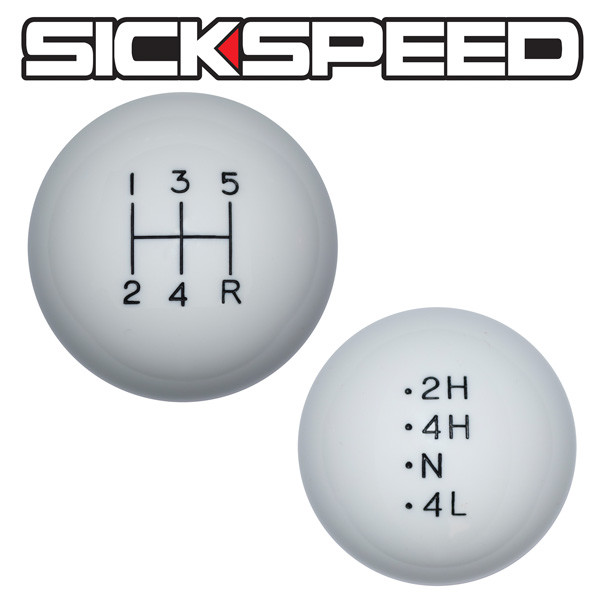 WHITE OL' SKOOL SHIFT KNOB/TRANSFER CASE SET FOR 5 SPEED GEAR SHIFTER