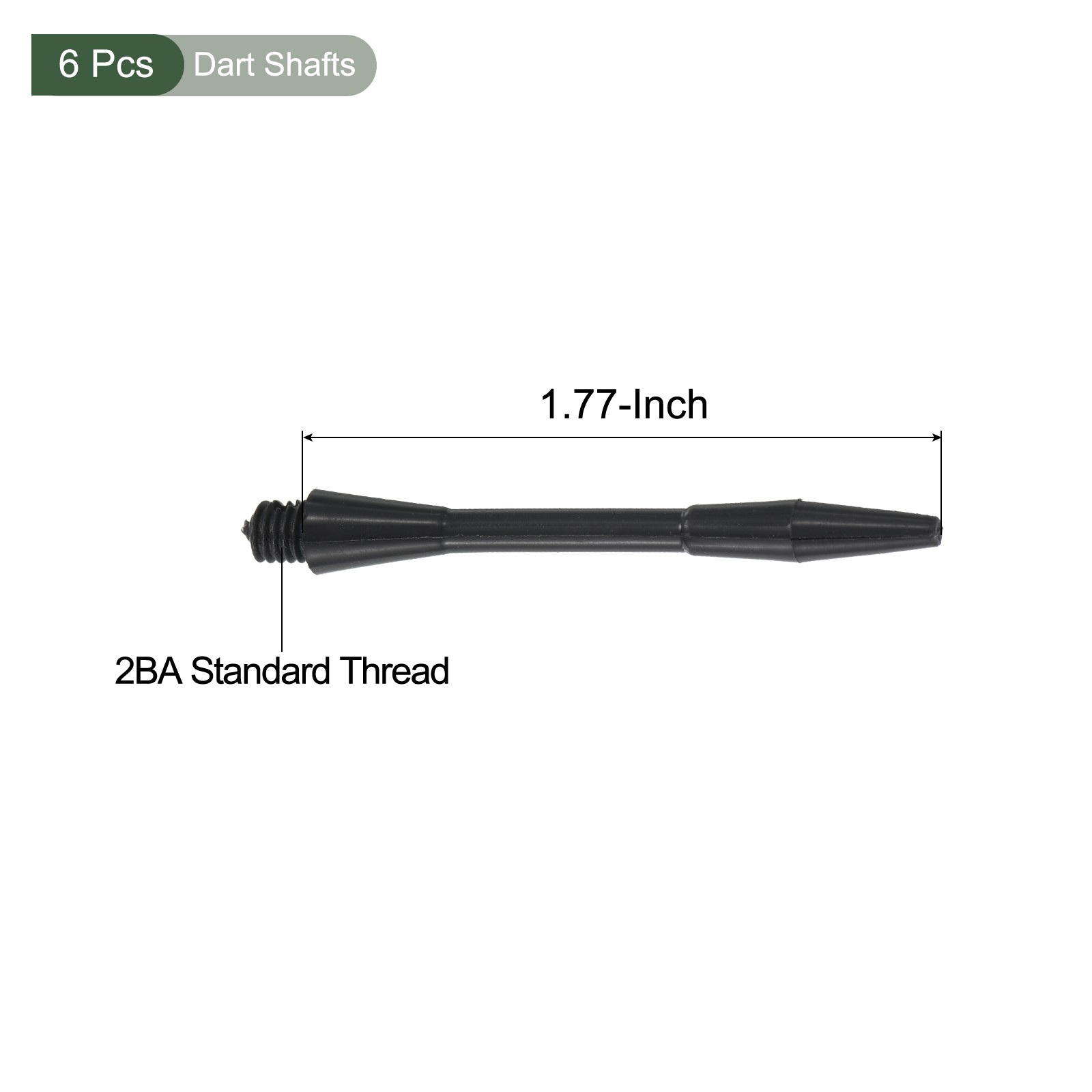 6Pcs Dart Shafts,Plastic Medium 2BA Thread Dart Stems Replacement(Black,45mm)