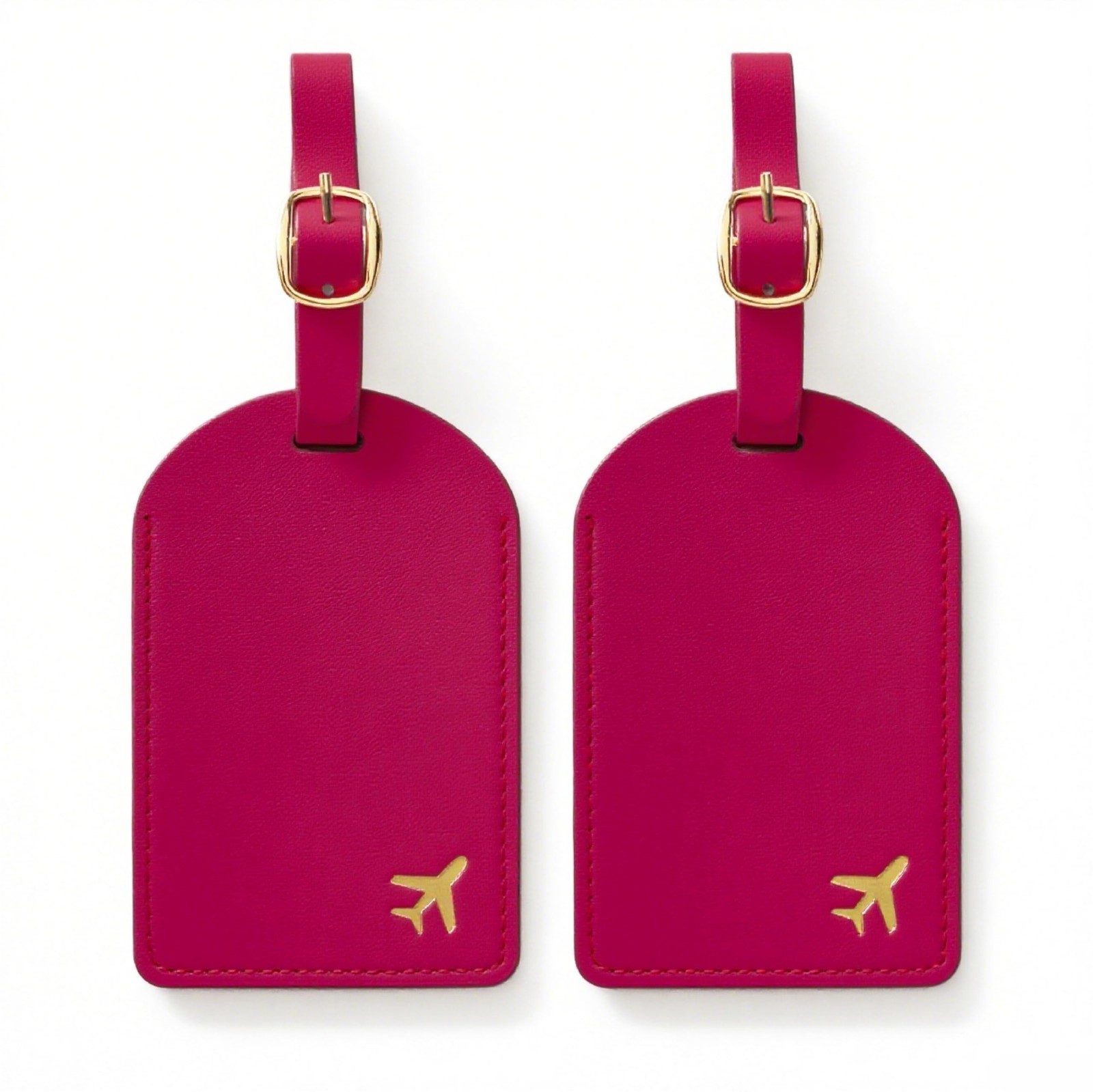 Luggage Tags for Suitcases, PU Leather Travel Tags for Luggage. (Claret Red)