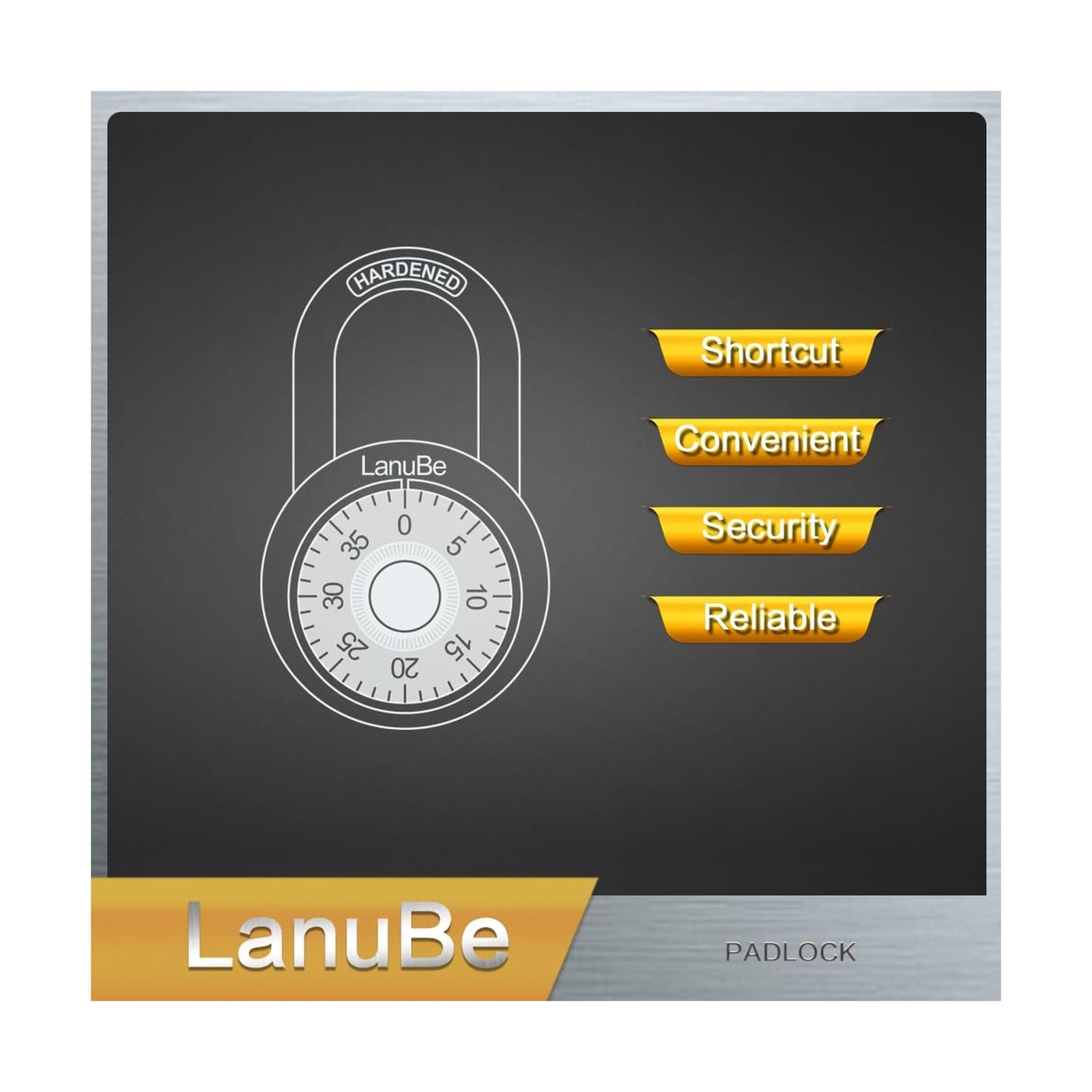 Lock Standard Dial Combination Lock, 2 inch. Wide, with Different Combination...