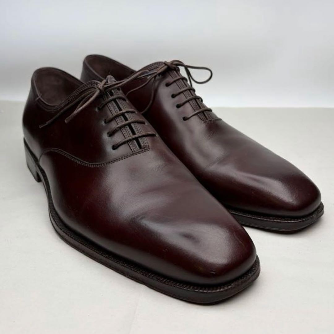 Ferragamo Dress Shoes Men 8.0US Geo Inner Feather Plain Toe 7.5Ee Brown Directly