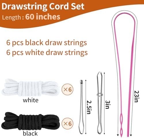 12 Pcs Drawstring for Sweatpants, 60 Inch Hoodie String Replacement, Drawstri...