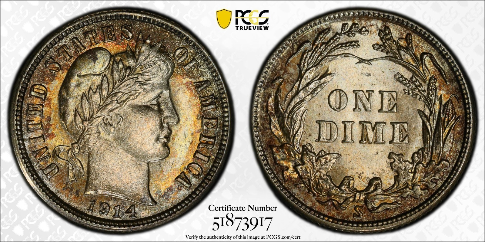 💎 1914-S Barber Dime PCGS MS64 🔥 Lustrous Silver Beauty • Scarce San Fran date