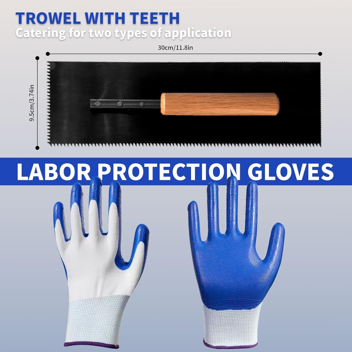 Versatile Self-Leveling Cement Tool Set with Stainless Steel Scraper & Gloves