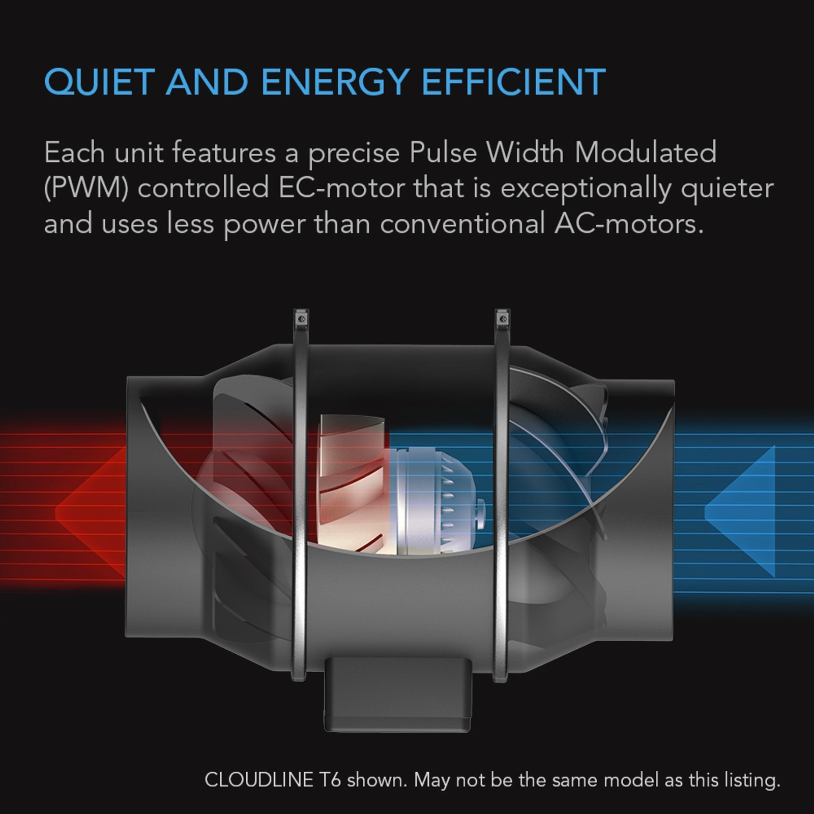 CLOUDLINE S8, QUIET INLINE DUCT FAN SYSTEM WITH SPEED CONTROLLER, 8-INCH AI-CLS8