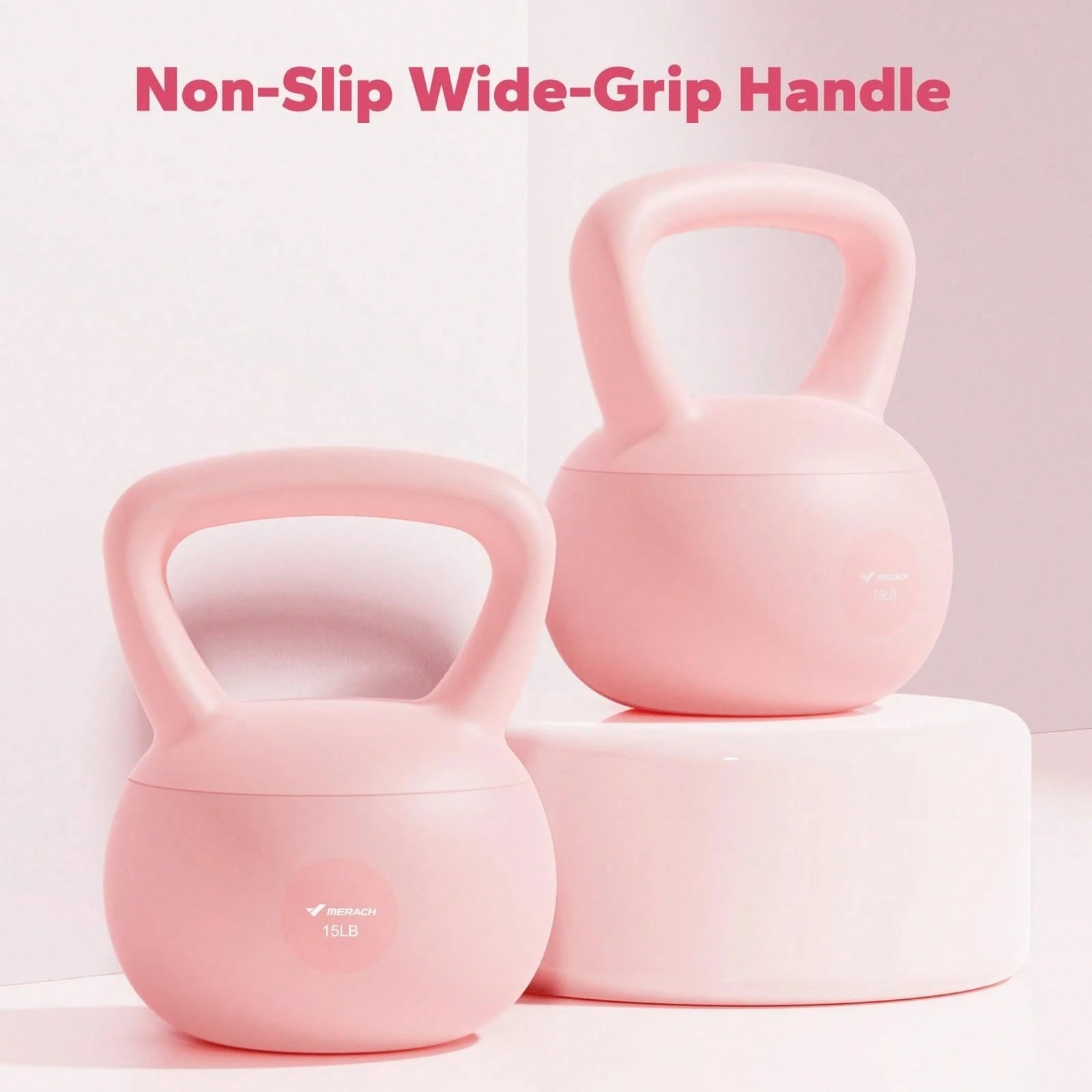 1pc 15 Lbs Sand Filled Soft Kettlebell Weight Training Fitness Equipment Pink