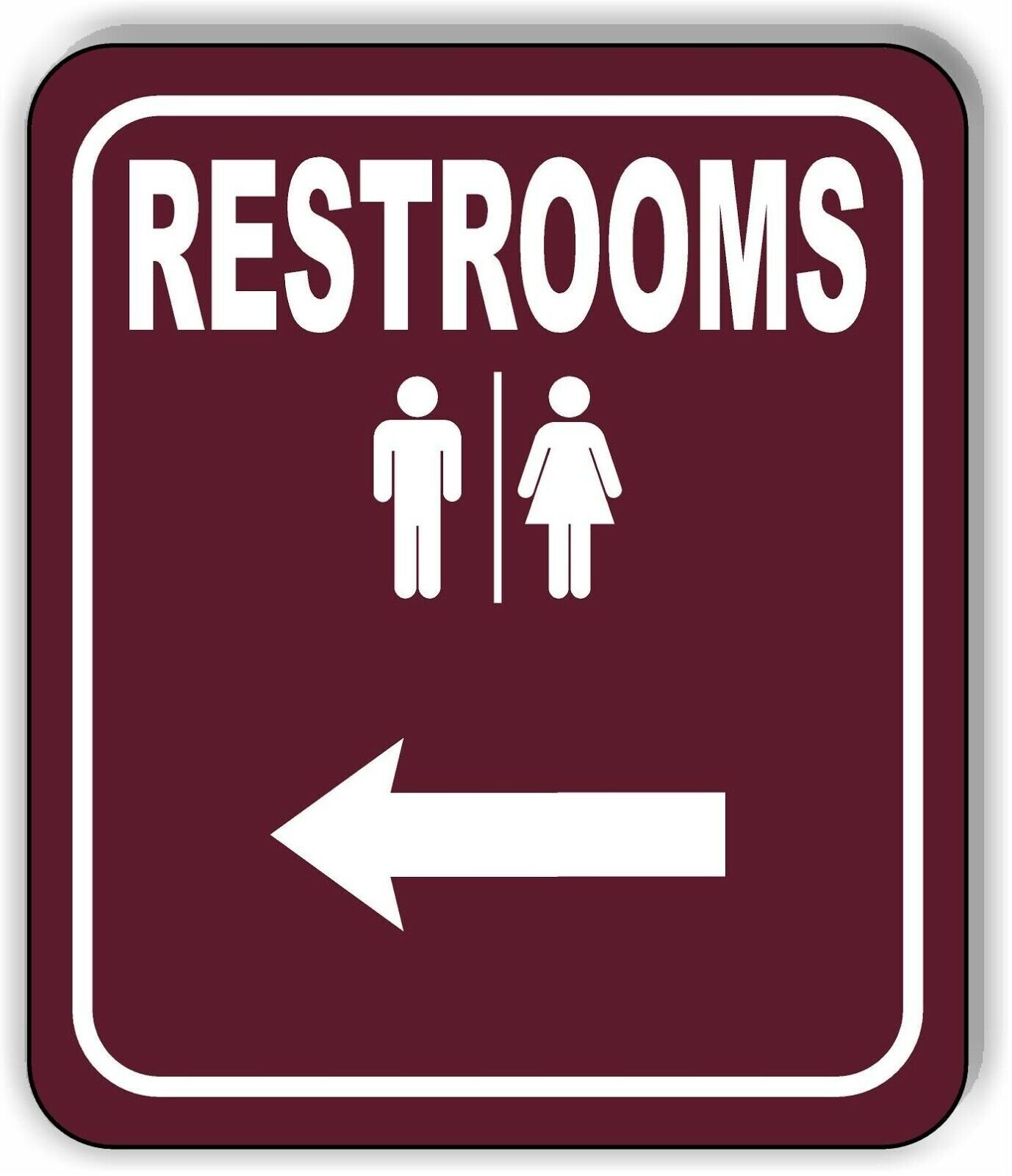 RESTROOMS DIRECTIONAL LEFT ARROW CAMPING Aluminum composite sign