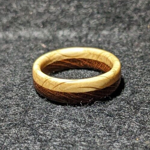 Handmade Leopardwood and White Oak Ring (Size 9 3/4)
