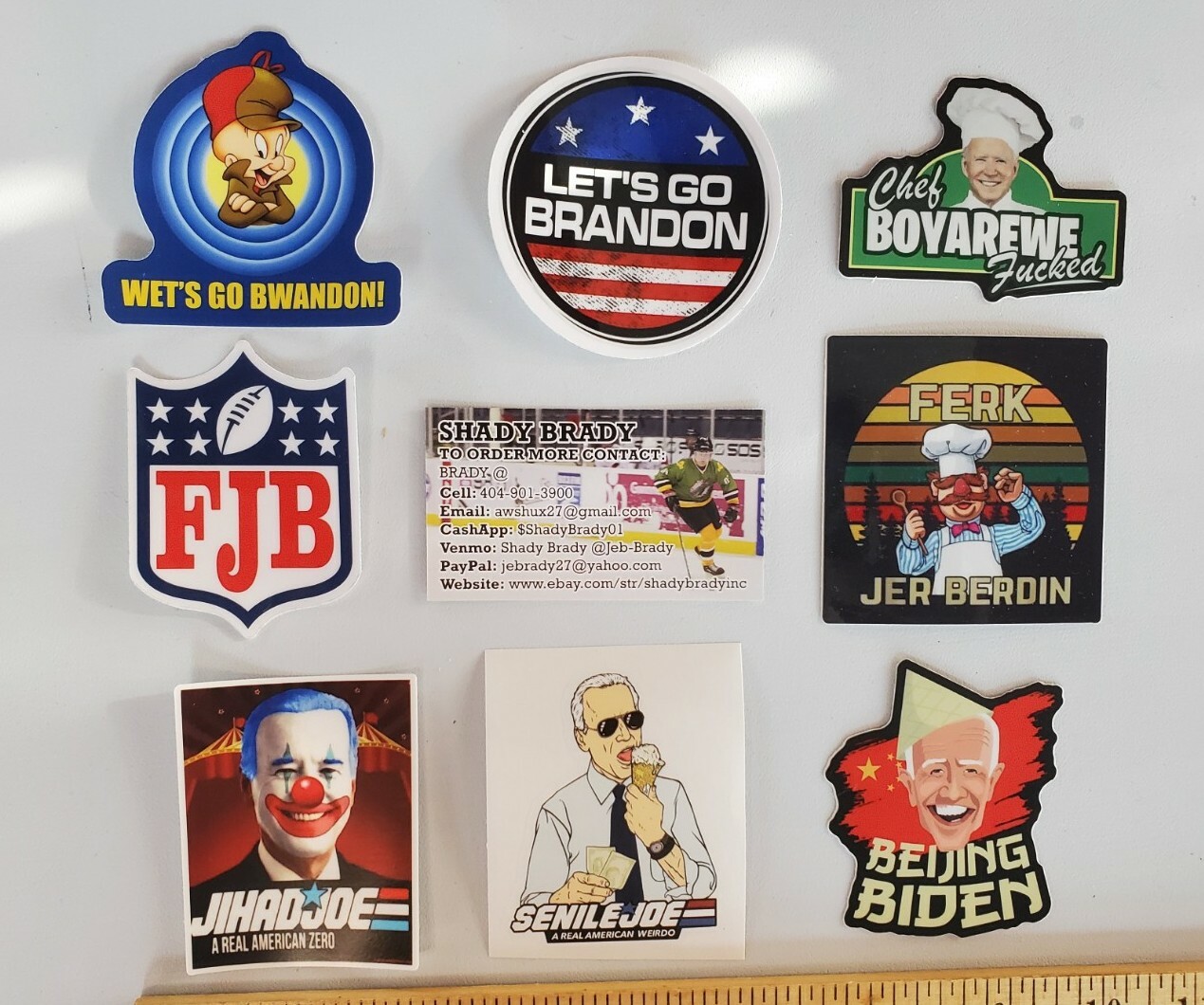 JIHAD JOE STICKERS LOT of 8 SENILE JOE 🇺🇲 BEIJING BIDEN 🇨🇳 FJB