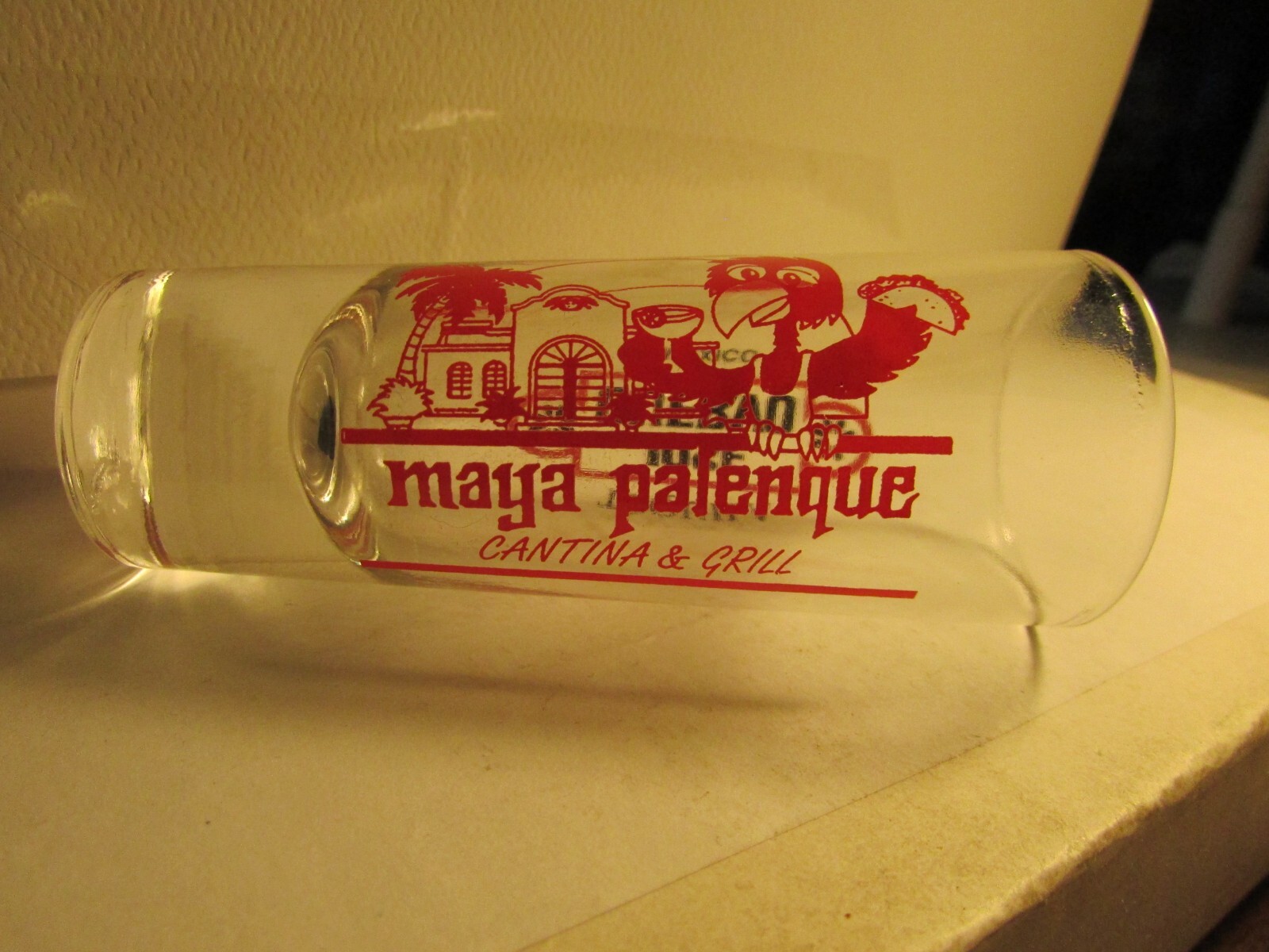 Maya Palenque Cantina-Jose Cuervo -Tequila style Shot Glass-logo on clear-new