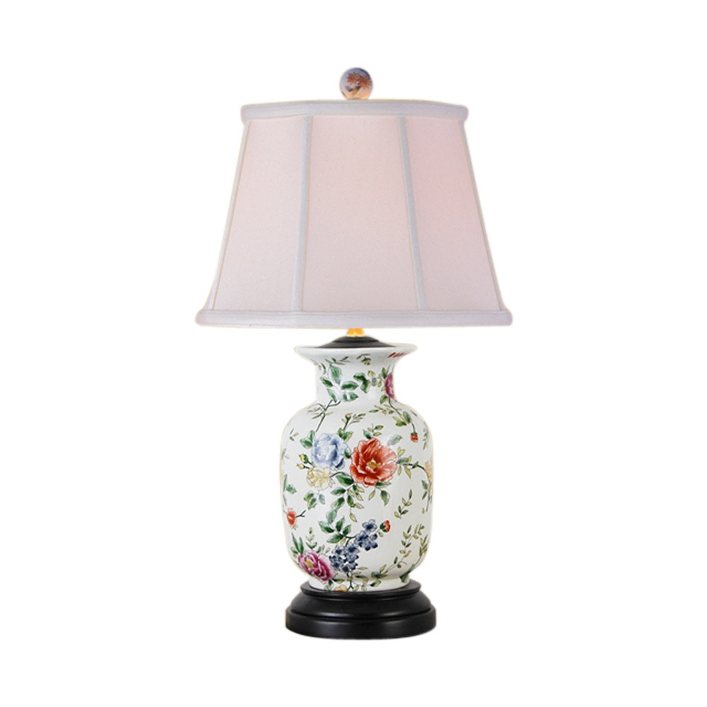 Beautiful Chinese Floral Motif Porcelain Vase Table Lamp 23"
