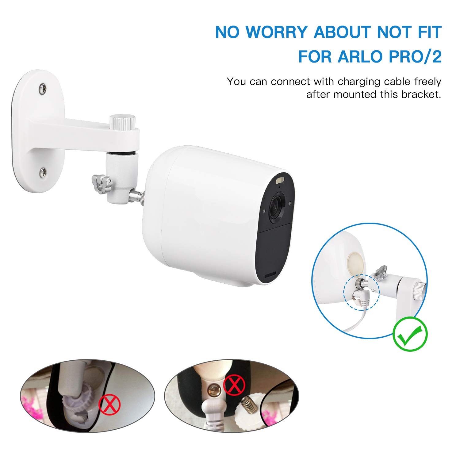 2Pack Security Wall Mount for Arlo White