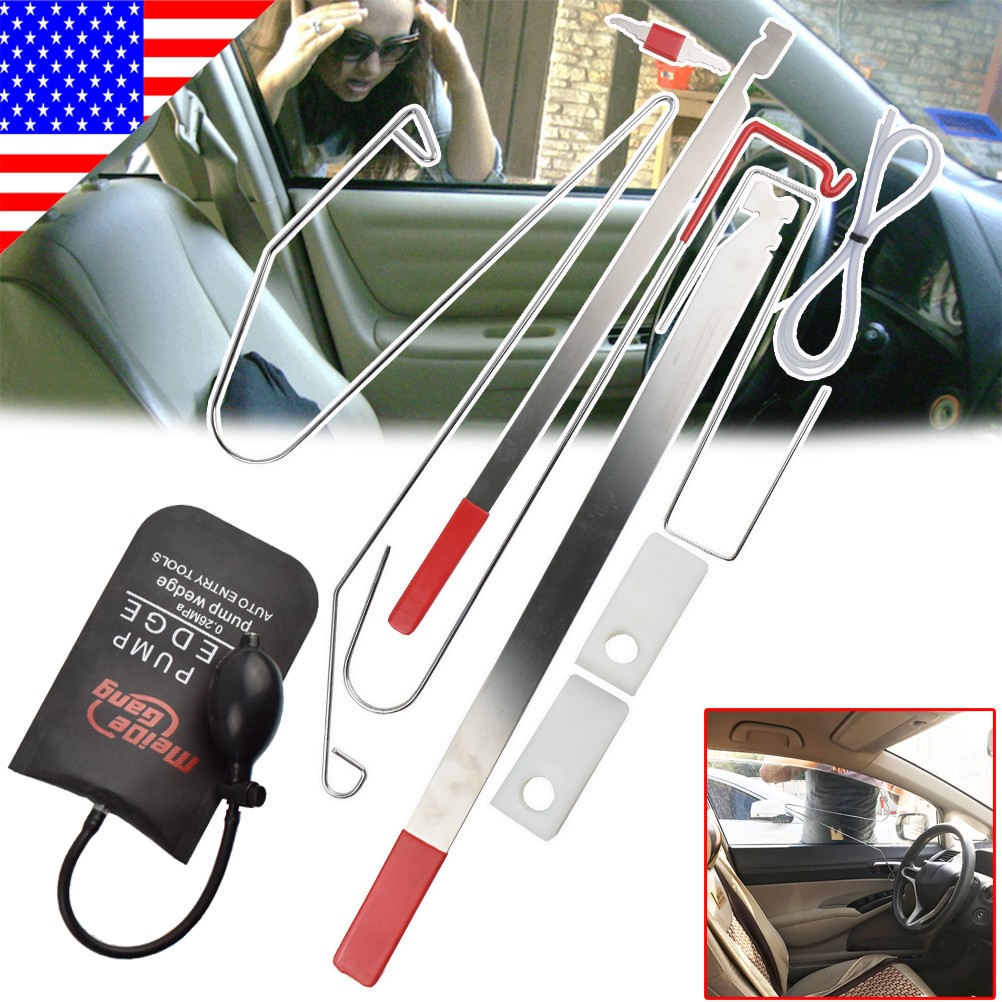 9X Universal Car Door Unlock Tool Lost Lock Out Emergency Opening Air Pump Kit