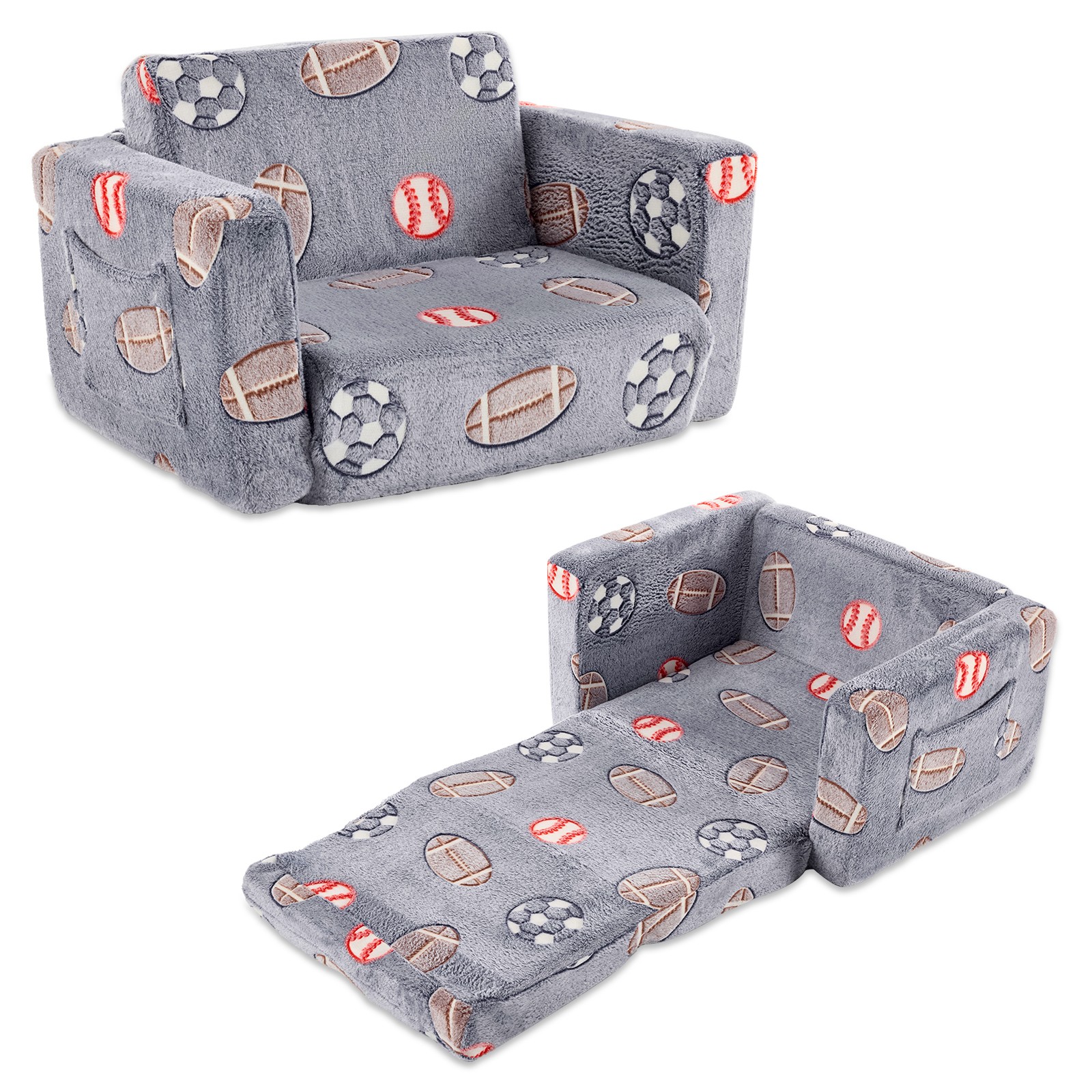 Foldable Sofa Bed with Night Glow – 2-in-1 Convertible Children’s Lounge Chair