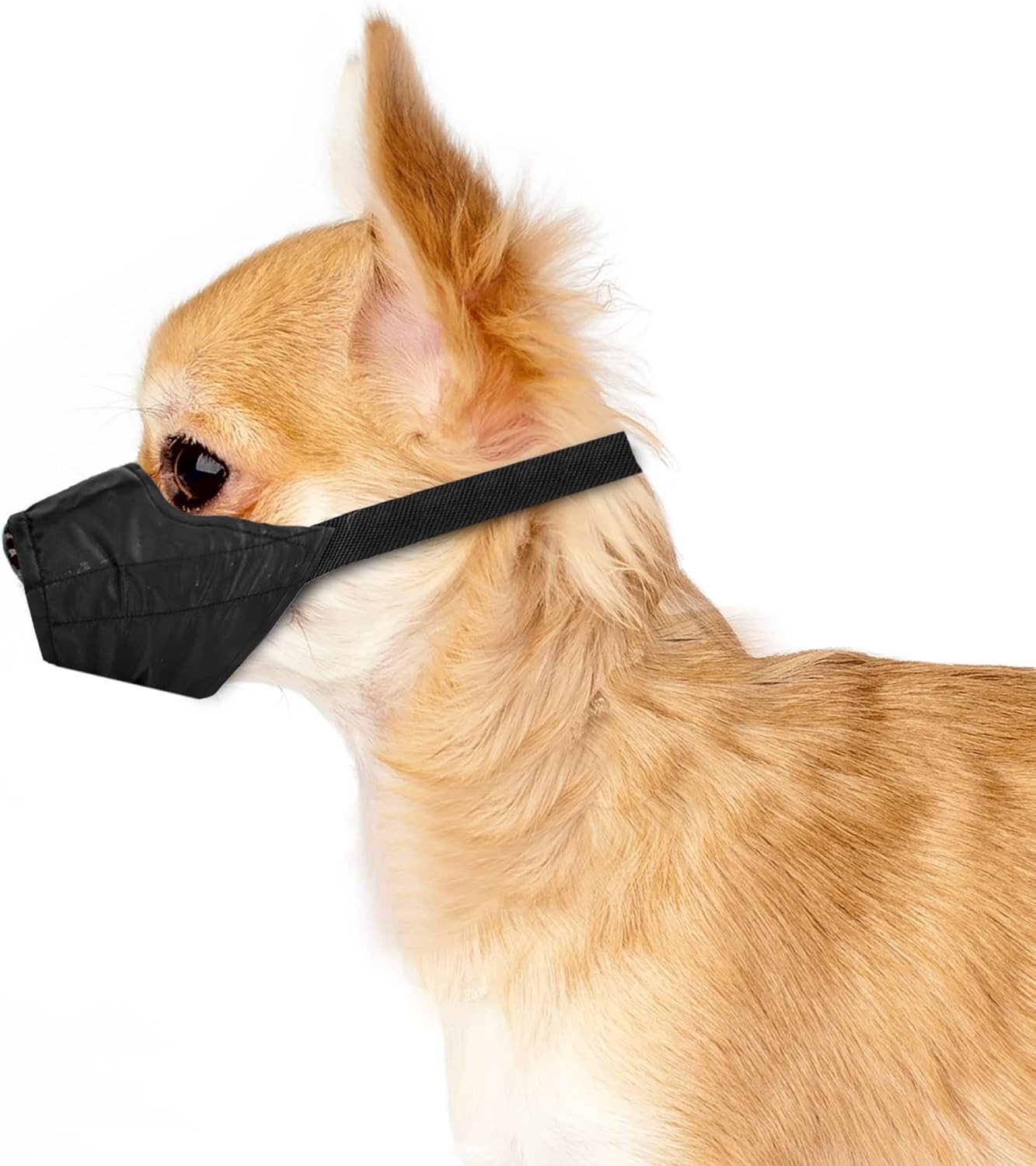 Soft Nylon Muzzle for Small Dogs 5-15lbs – Easy Quick-Fit with Buckle Closure