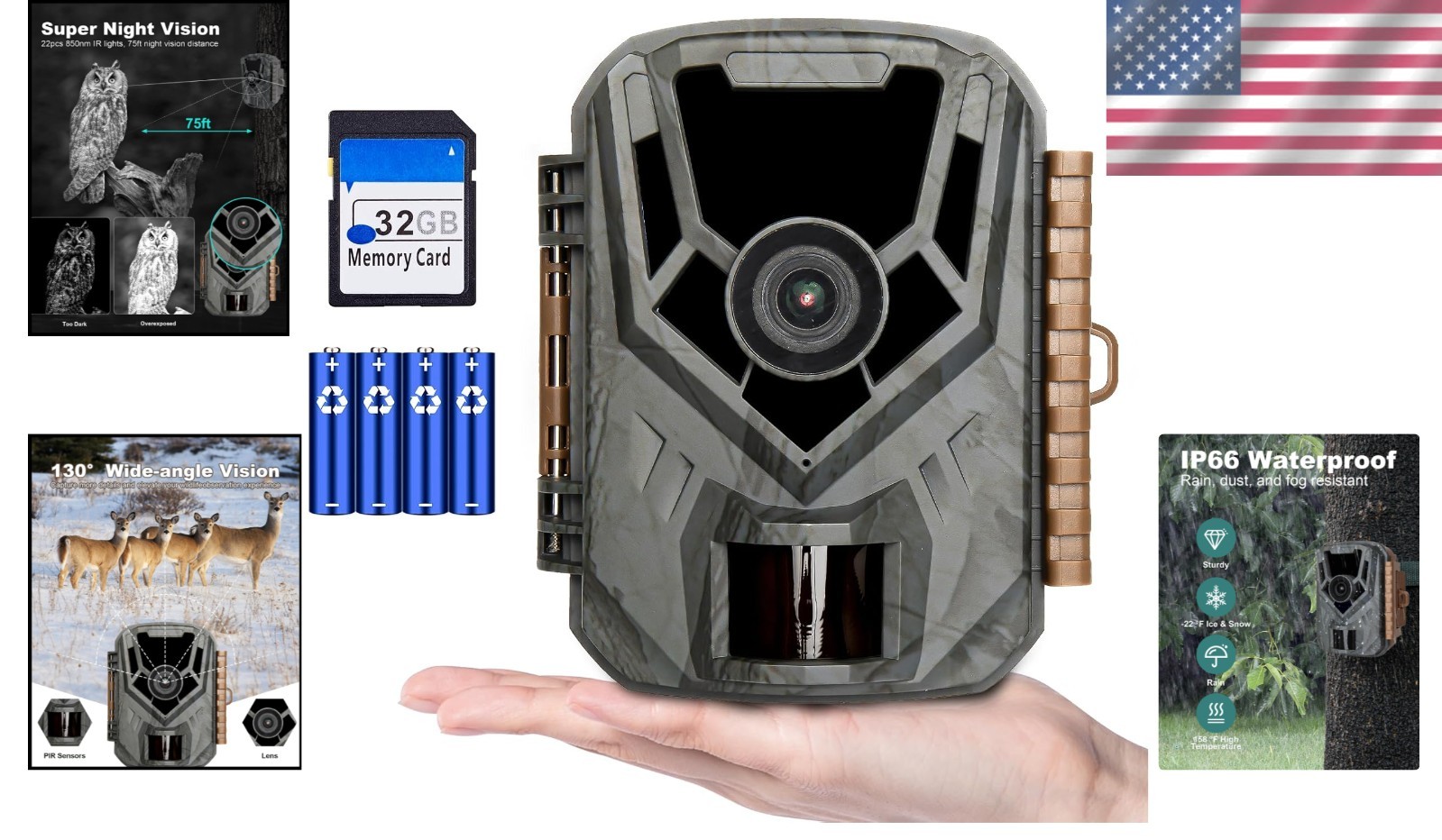Mini Trail Camera 36MP 2.7K with Night Vision & 0.1s Trigger Time, 130° Angle