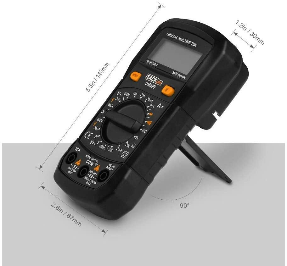 TACKLIFE Multimeter DM03B Electrical Tester 2000 Counts Manual-Ranging Amp Volt