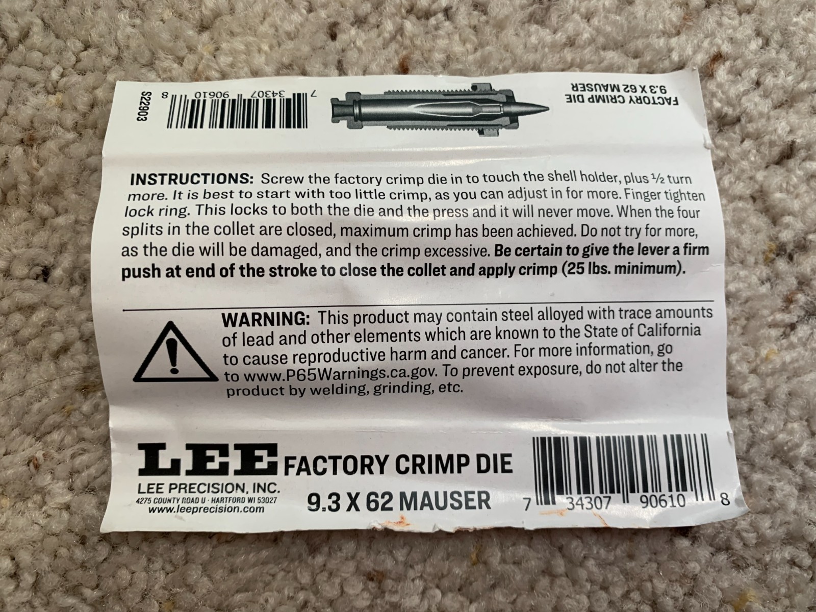 lee factory crimp die