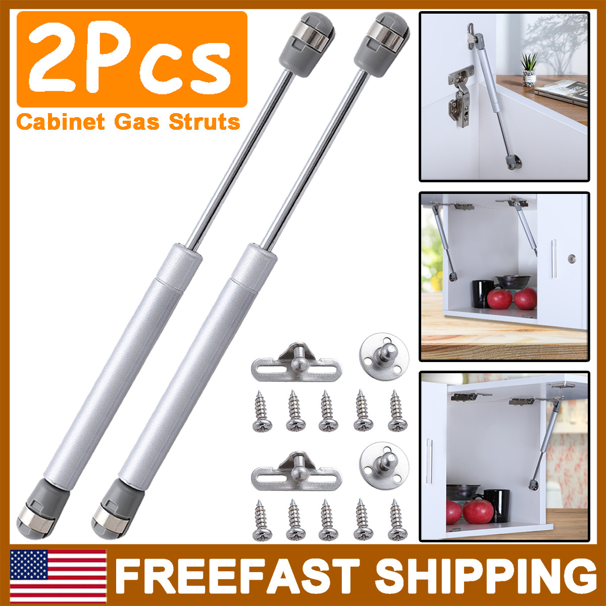 2Pcs 100N Gas Strut Lift Support for Cabinet Kitchen Cupboard Soft Close Spring