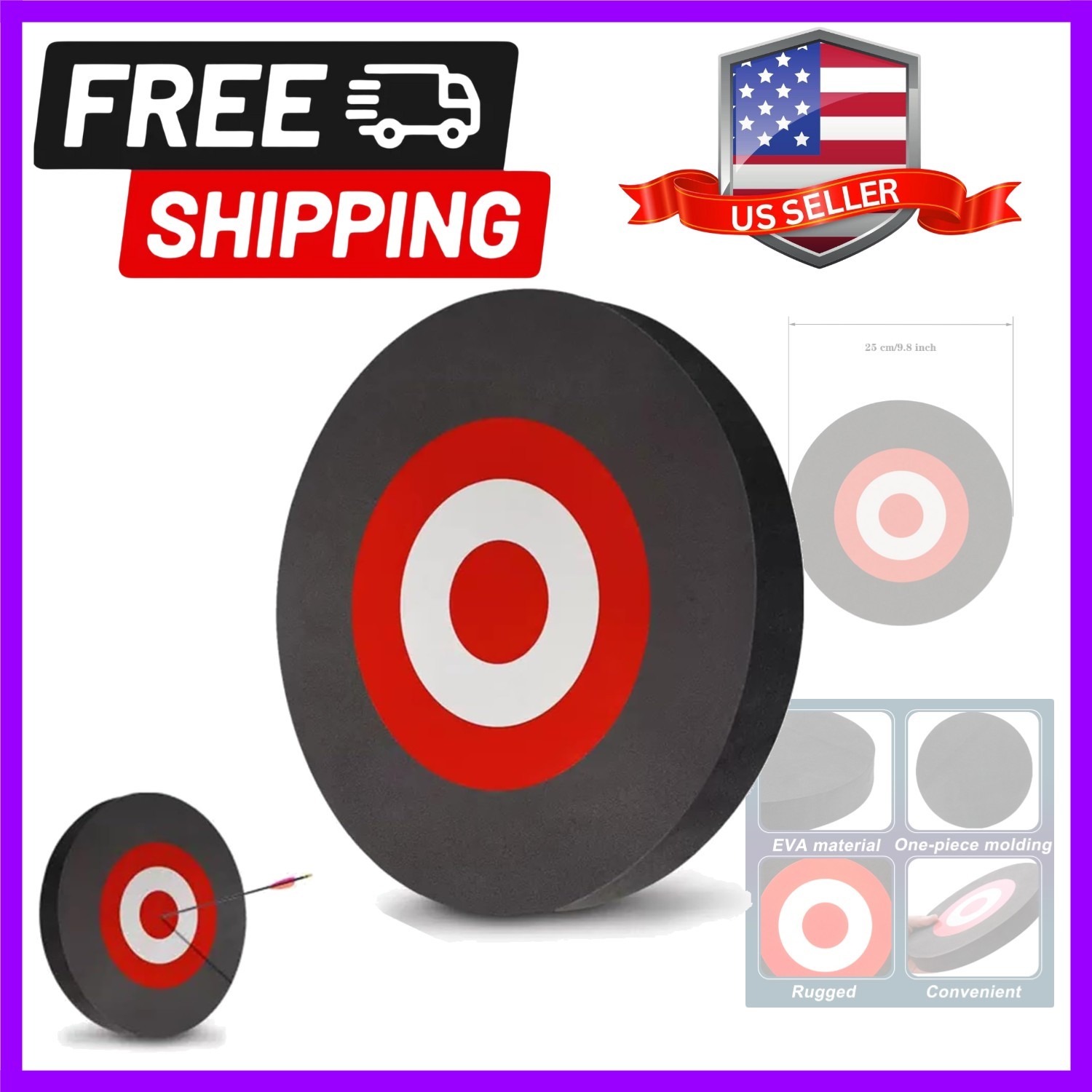 High-Visibility 9 Inch EVA Archery Target - Durable for Indoor/Outdoor Training