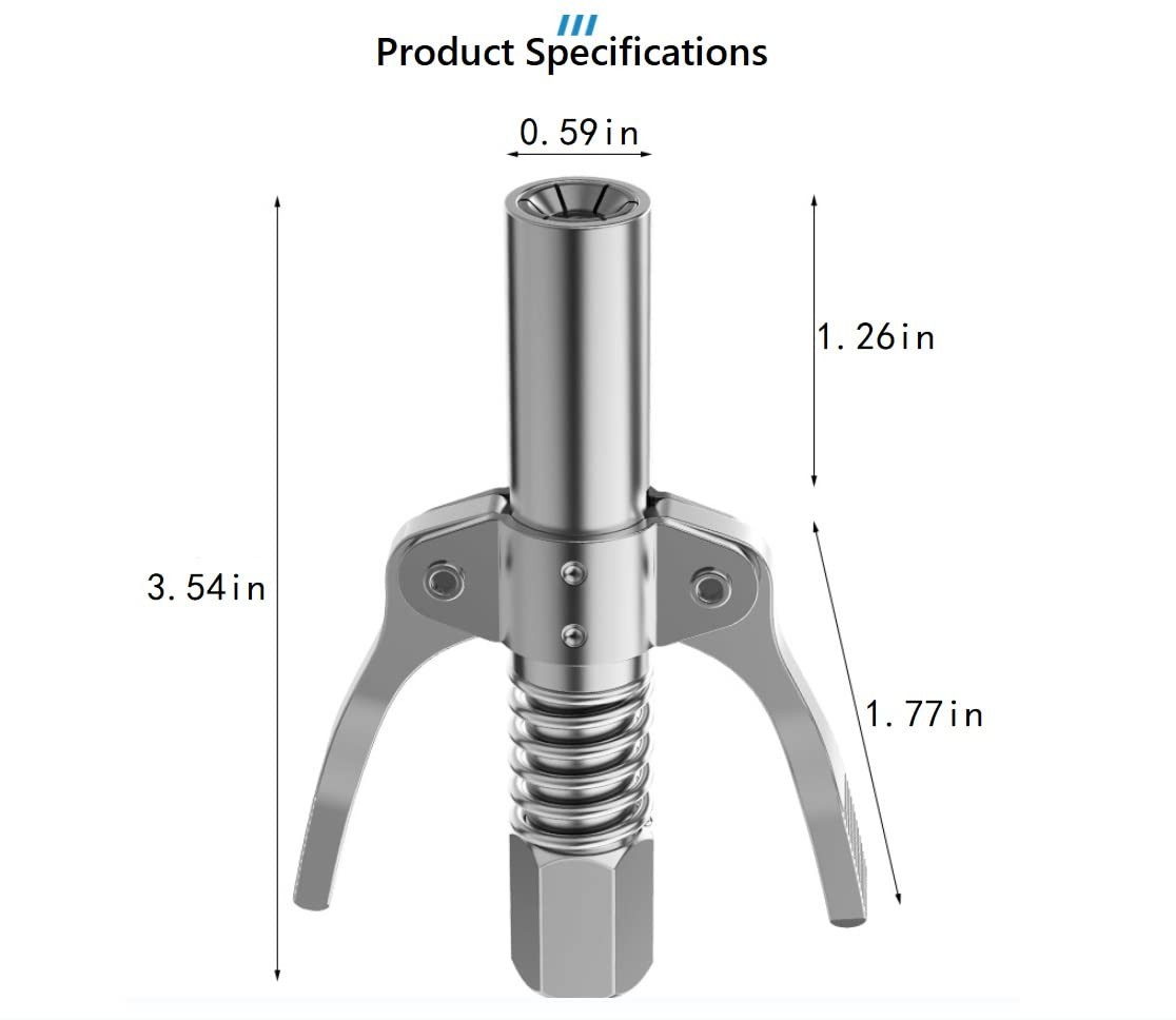 Locking grease gun coupler allows for easy release of from grease...