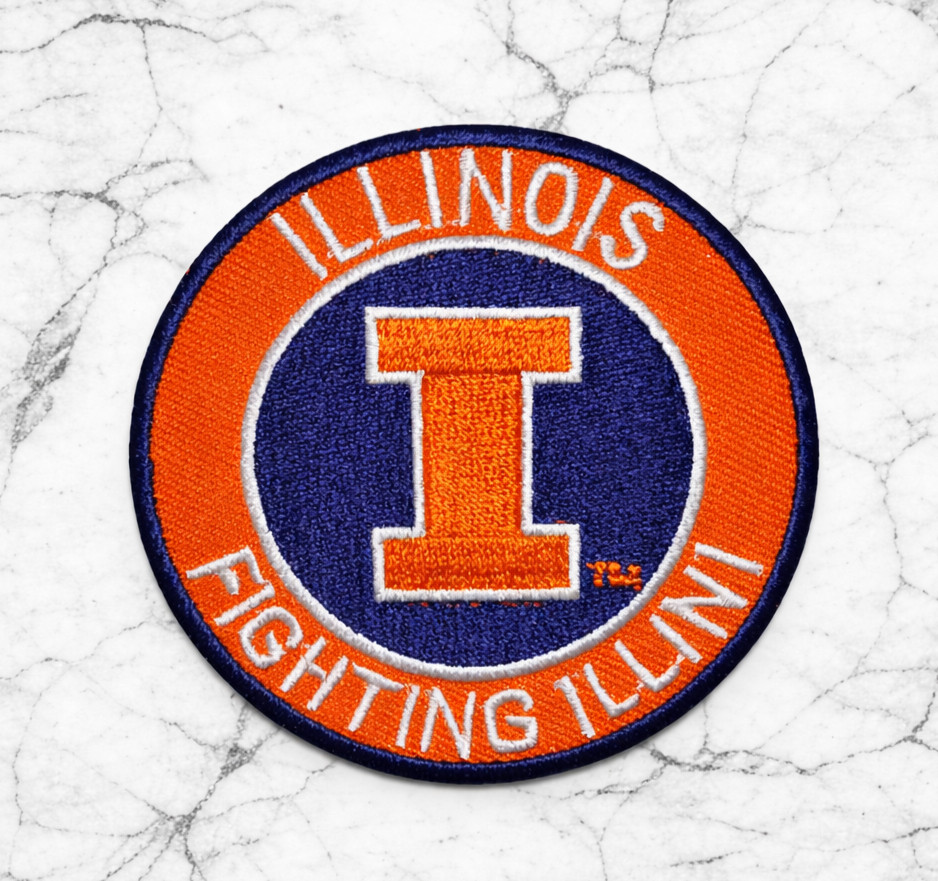ILLINOIS FIGHTING ILLINI NCAA EMBROIDERED IRON ON PATCH 3" ROUND FREE SHIPPING