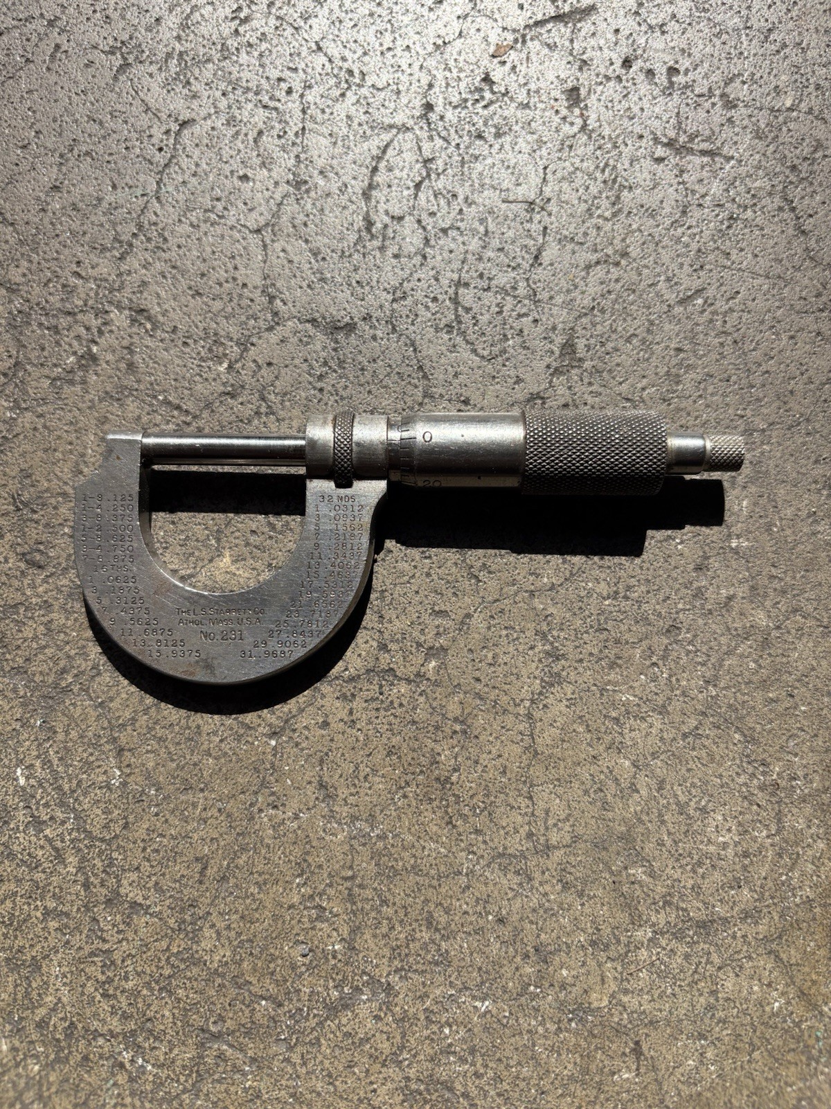 Starrett No.231 Outside Micrometer 0-1". .0001 Resolution