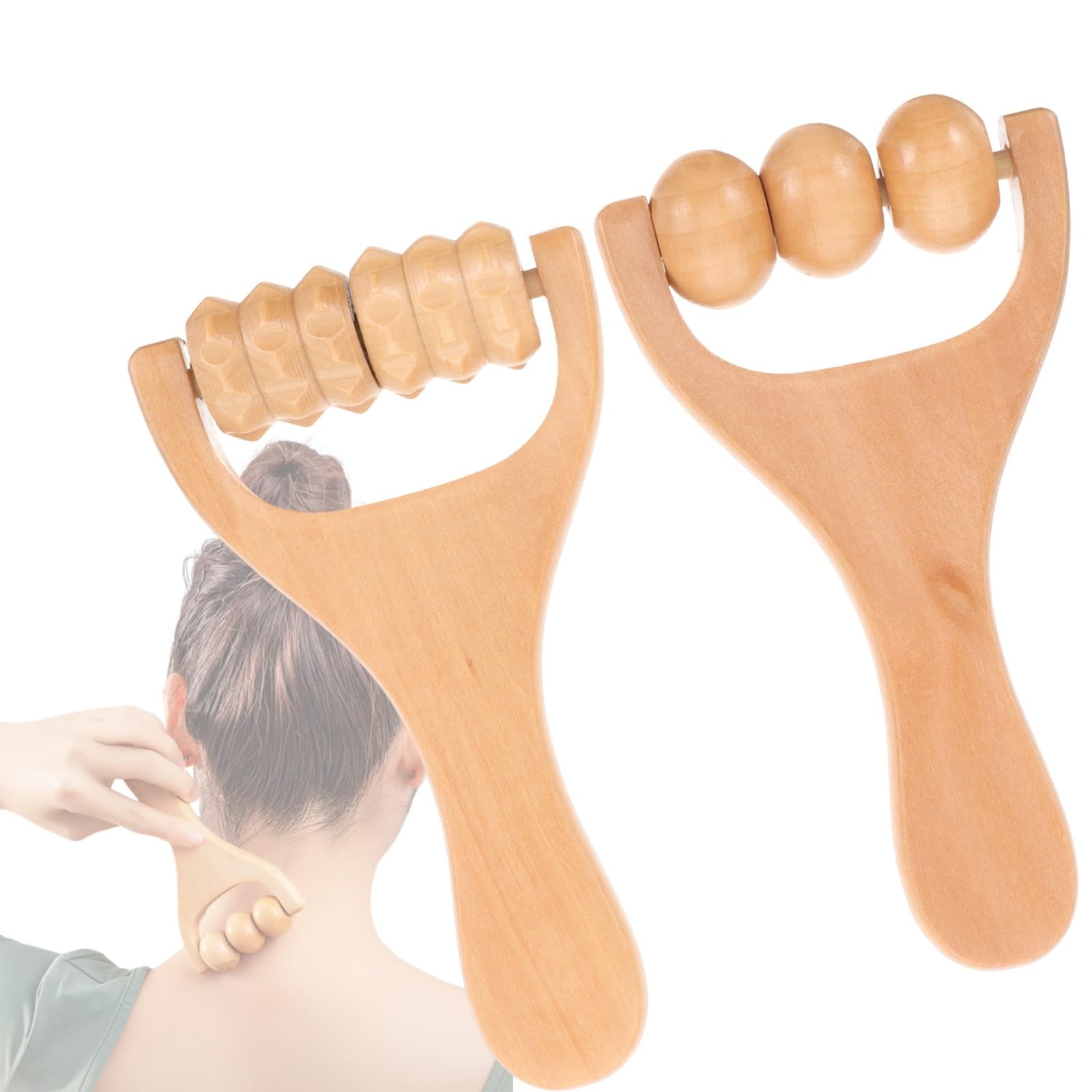 Wooden Massage Roller Tool Set for Full Body Relief Neck Shoulder Foot Leg Mu...