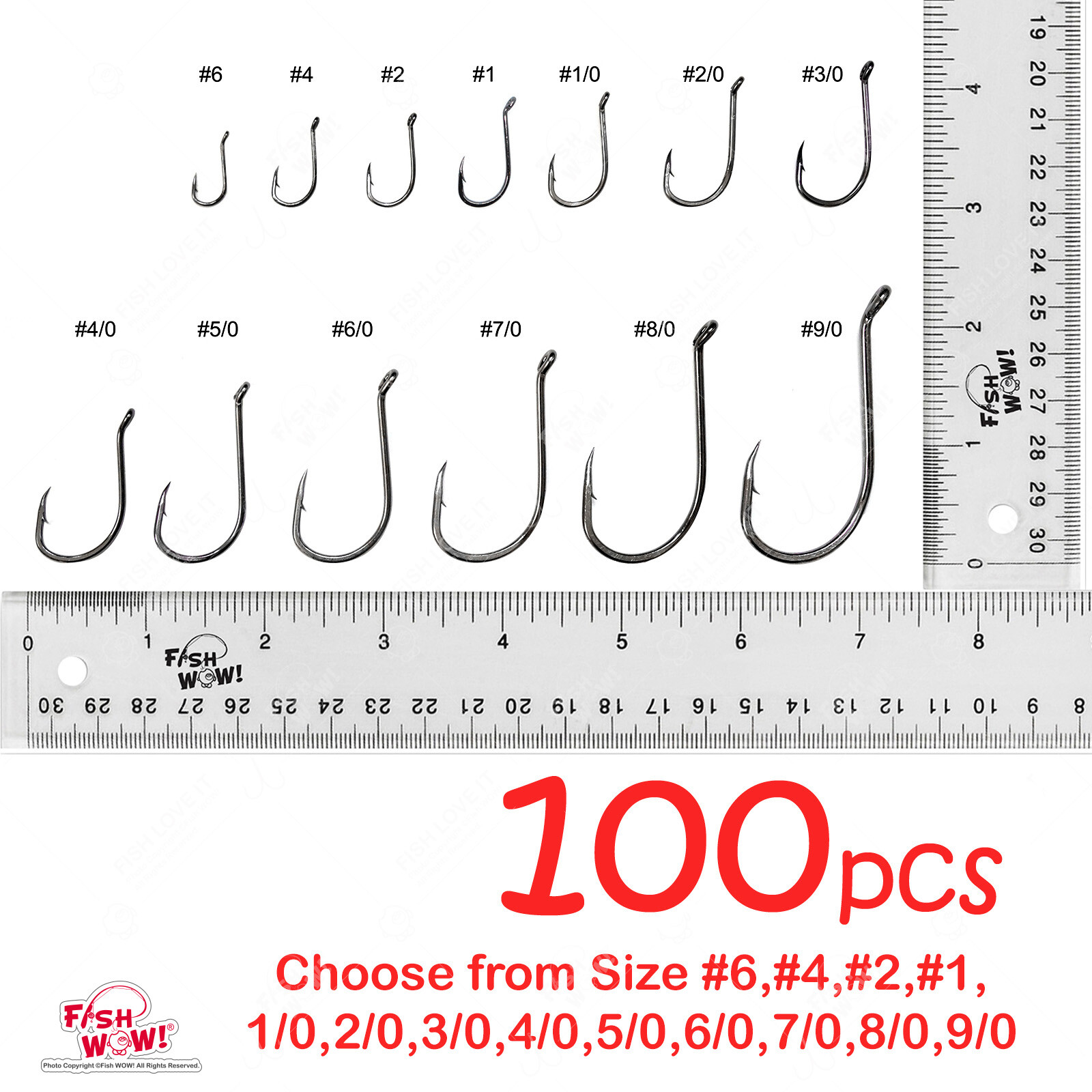 100pcs Fishing Octopus Hook Size #6 #4 #2 #1 1/0 2/0 3/0 4/0 5/0 6/0 7/0 8/0 9/0