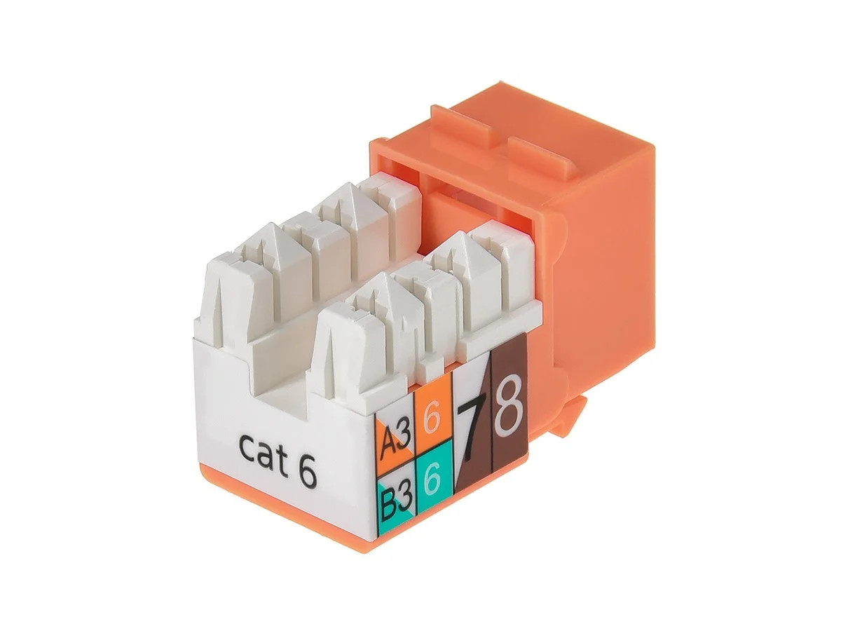 Monoprice Cat6 Punch Down Keystone Jack for 22-24AWG Solid Wire, Orange