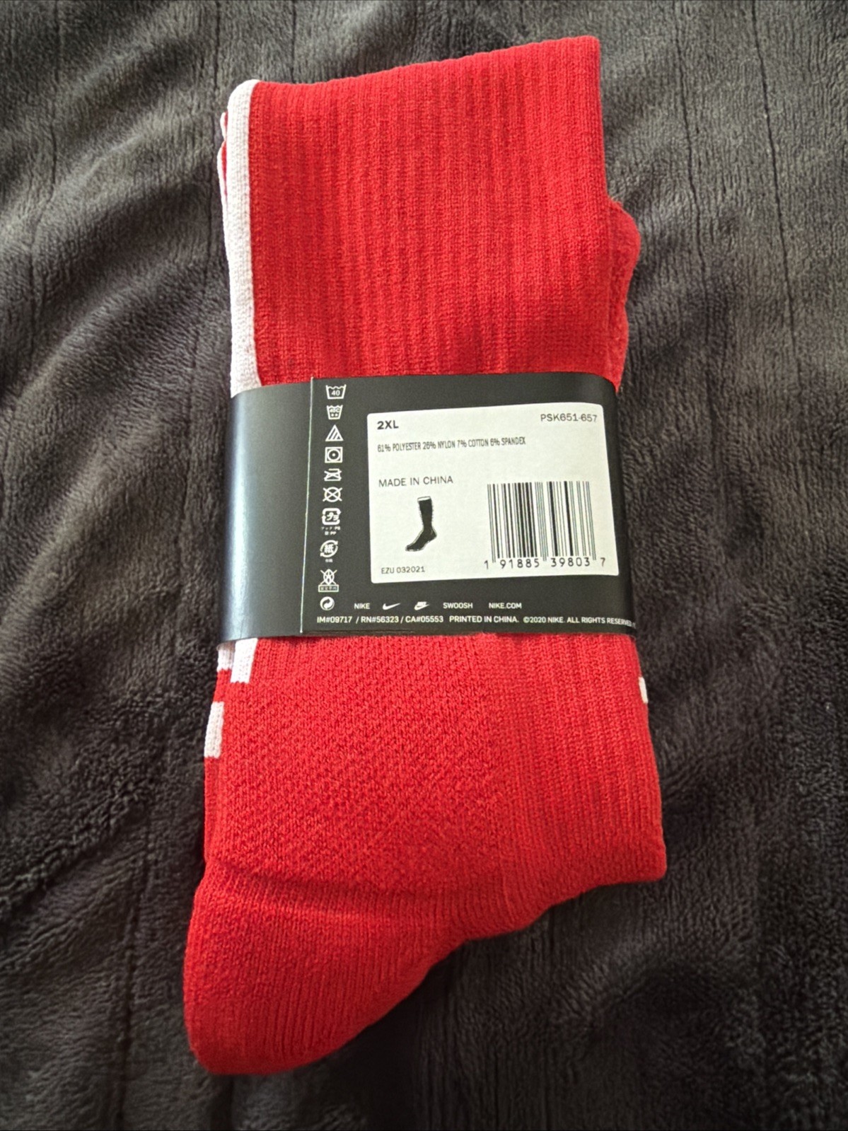 2XL (15-18) Nike NBA Authentic Basketball Long Socks Red White Men PSK651-657