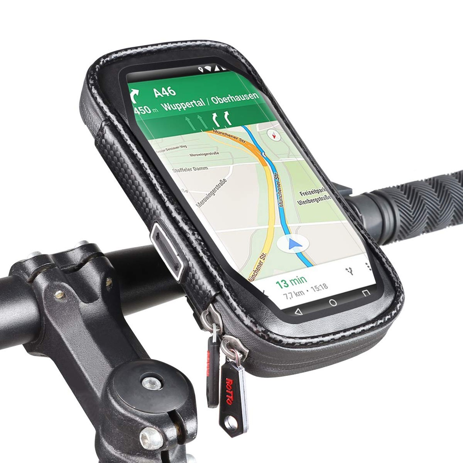 ROTTO Bike Phone Mount Bicycle Cell Phone Holder Handlebar Bag Anti-shake Wat...