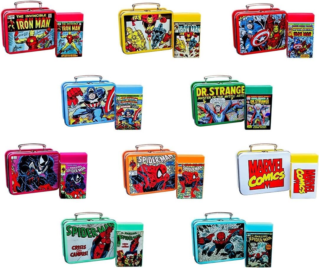 Metakeshi Series 1 Marvel Comics mini lunchbox 10 piece display eraser Iron Man