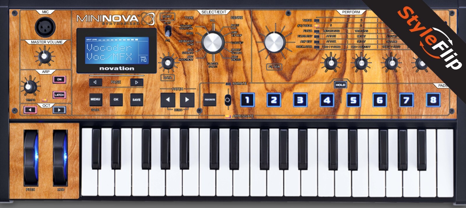Novation MiniNova Synthesizer | Wood 6 | Protective Decal | StyleFlip Skins