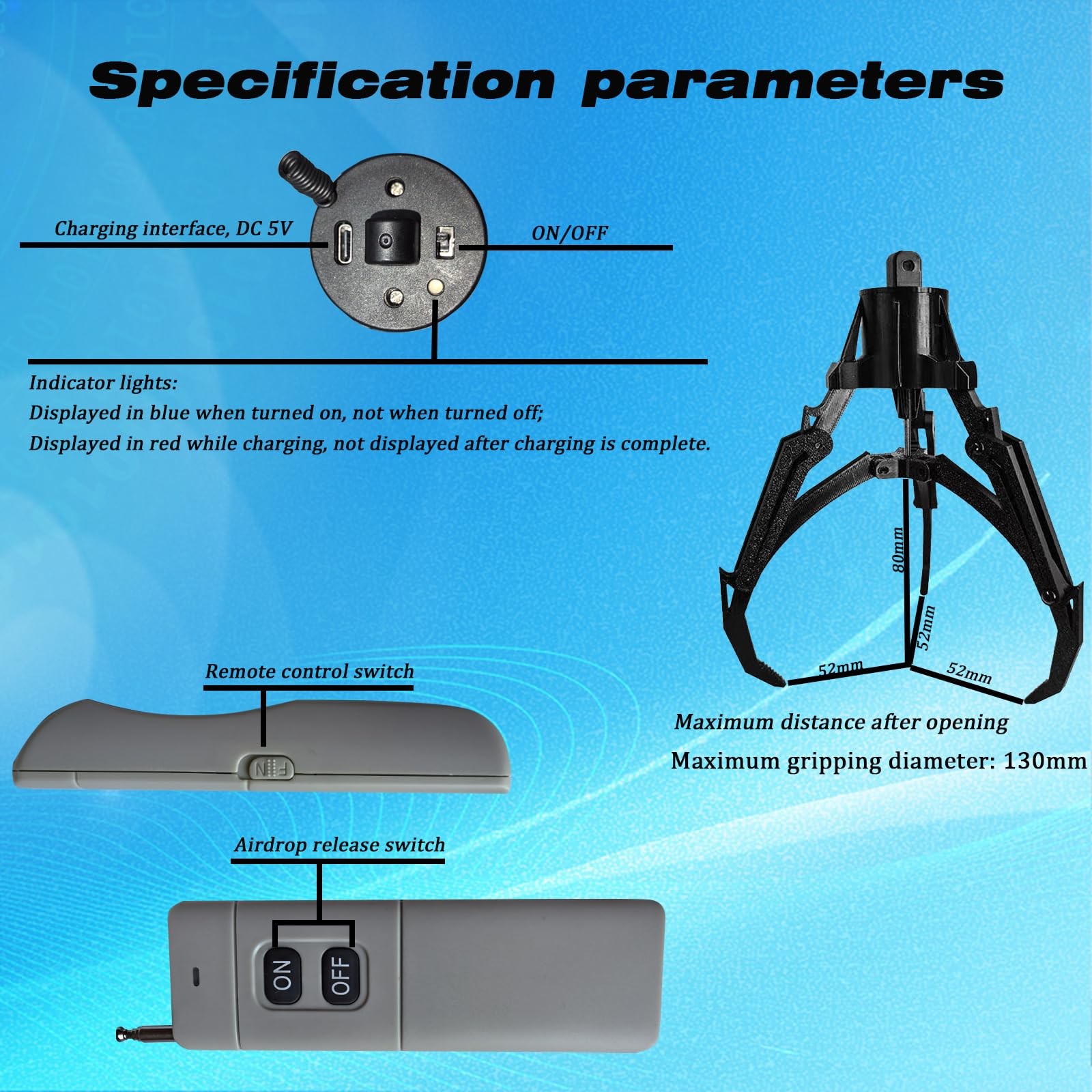 XTnueotr Universally Drone Airdrop System Release Device Mechanical Claw