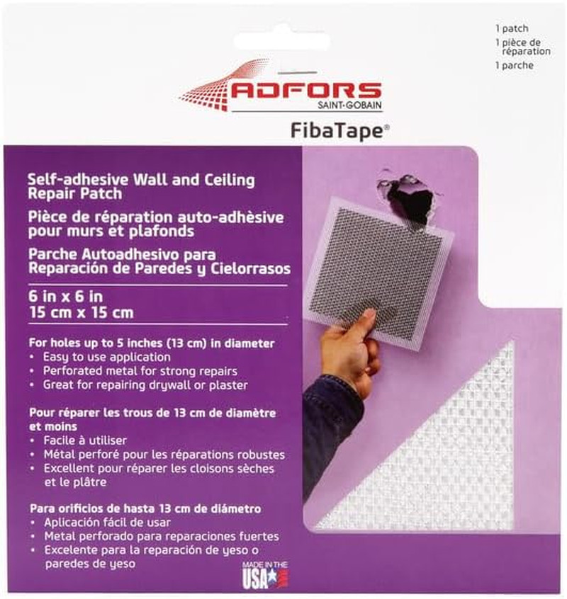 6 Inch X 6 Inch Self Adhesive Perforated Aluminum Wall and Ceiling Repair Patch