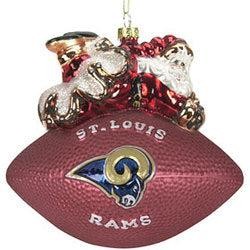 St. Louis Rams Ornament 5 1/2 Inch Peggy Abrams Glass Football