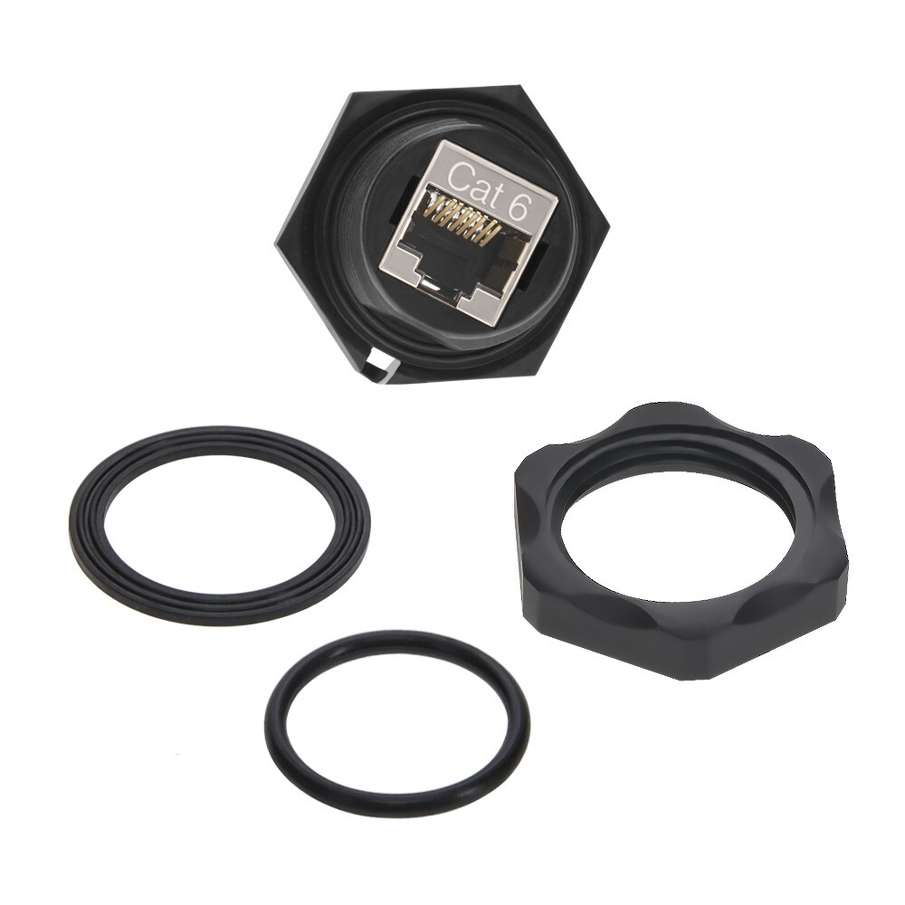 2 Pack - CAT6 RJ45 Outdoor Shielded Waterproof Industrial Panel Mount Coupler