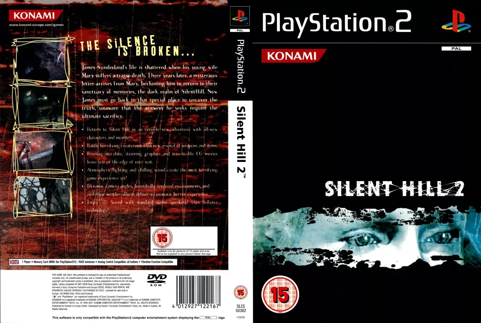 Silent Hill 2 PAL PS2 Game Case Box Cover Work Only (No Game)