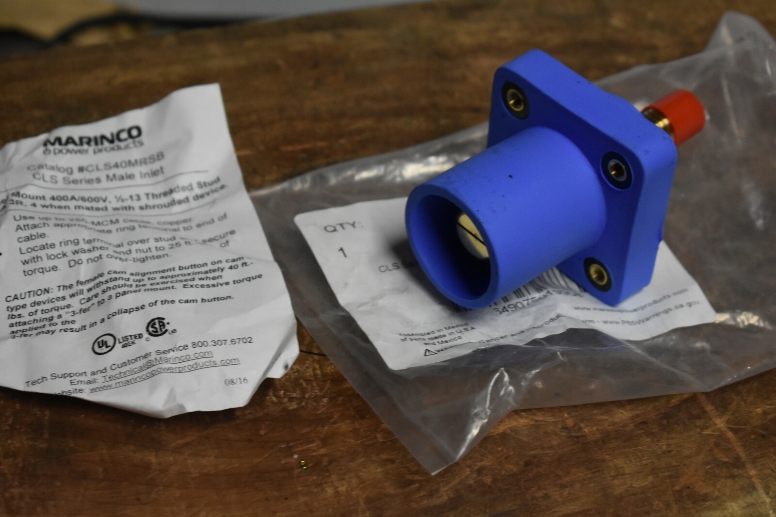 Marinco Camlok Panel Mount Male Blue CLS40MRSB-D Cam Lok Threaded Stud
