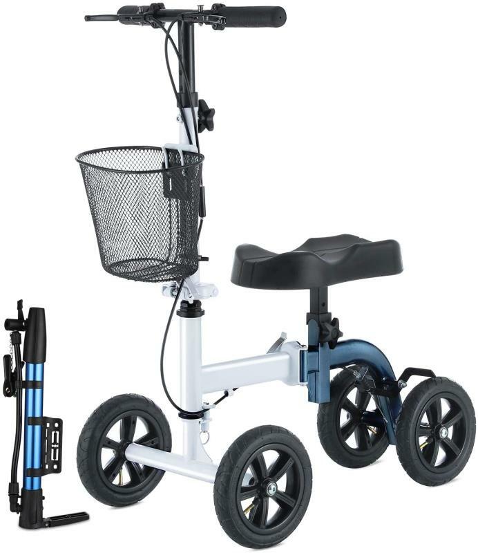 Knee Walker Scooter All Terrain Adjustable 4Wheel W/Knee Support Includes Basket